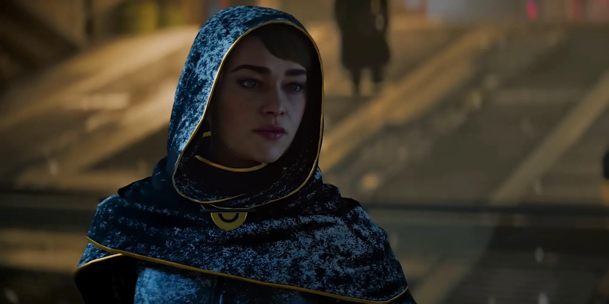 Star Wars Outlaws - Qi'ra in snow with a hood.  Image