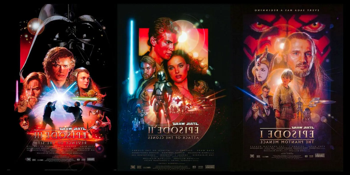 Star Wars prequel trilogy posters. Image