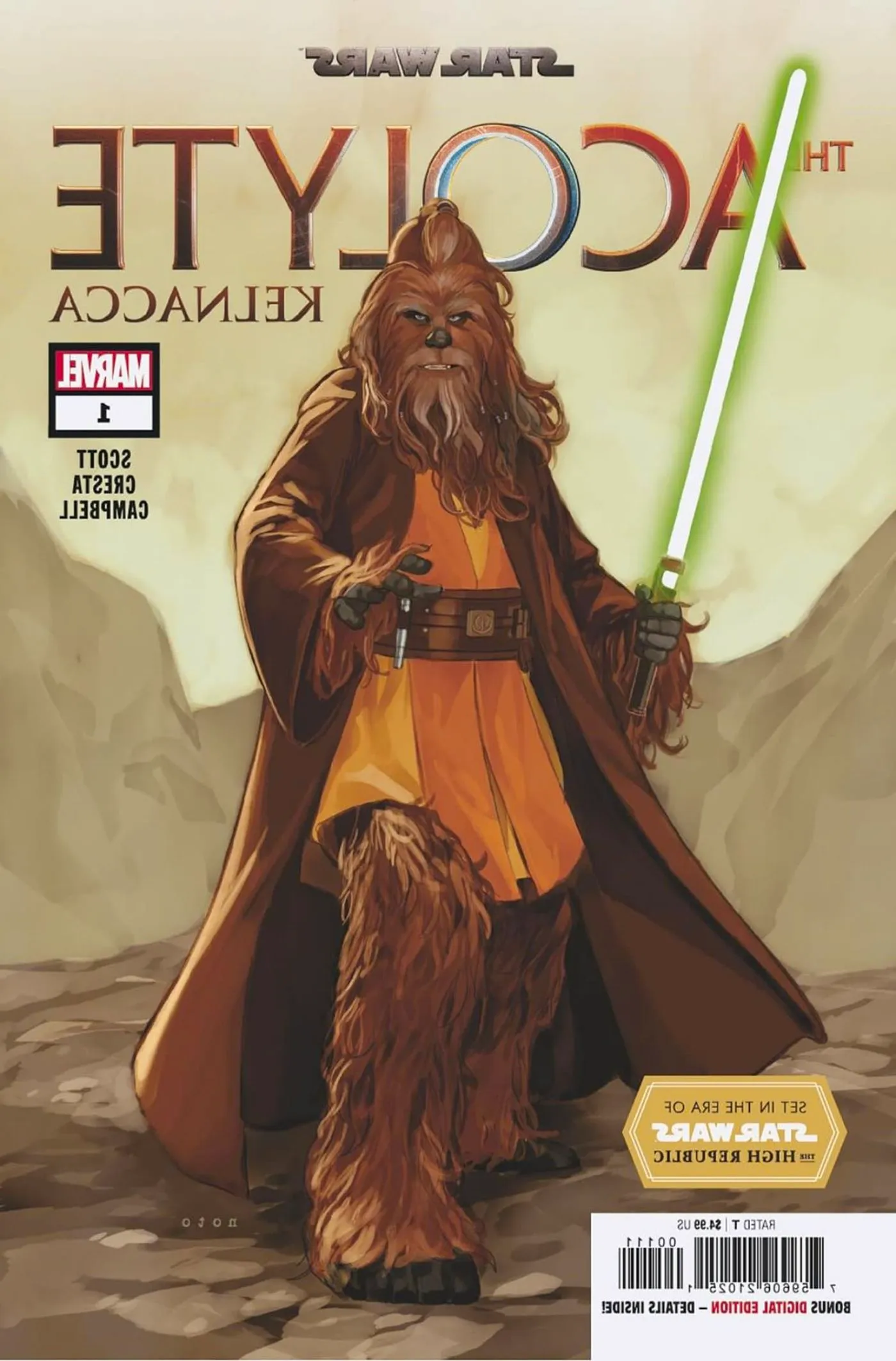 Star Wars: The Acolyte - Kelnacca #1 cover featuring the Wookie Jedi.  Image