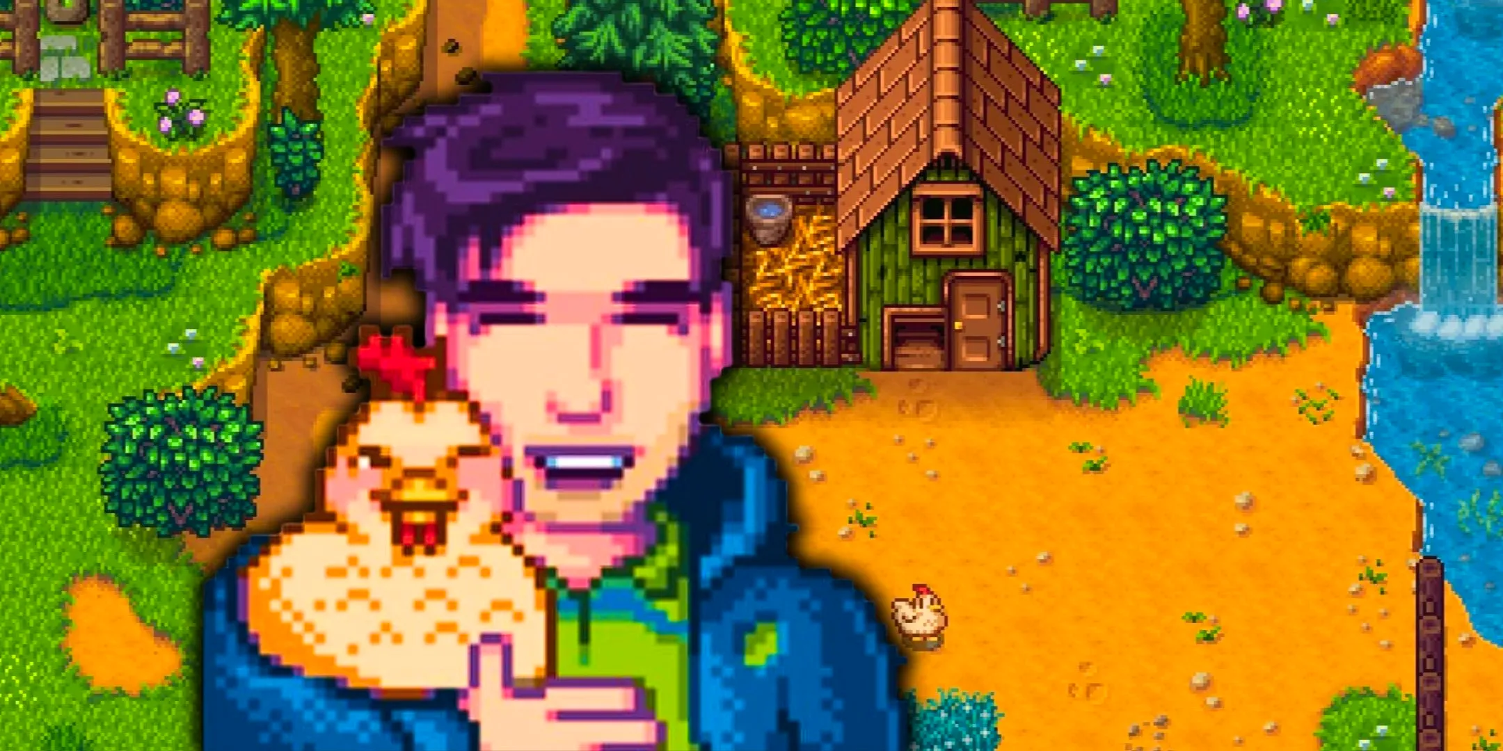 Stardew Valley Shane holding a chicken Image