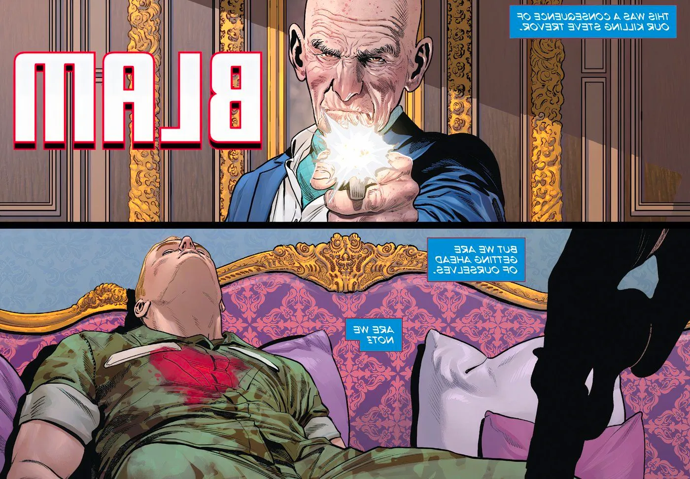 Steve Trevor is Shot to Death in Wonder Woman #14 Comic Panels Image