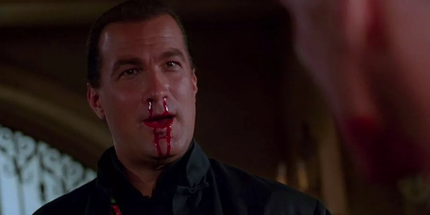 Steven Seagal as Jack bleeding from his nose in The Glimmer Man. Image