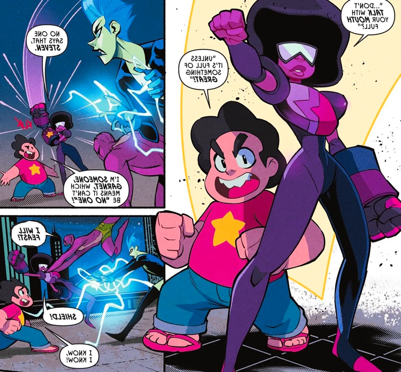 Steven Universe and Garnet appear in the crossover comic MultiVersus: Collision Detected #2. Image