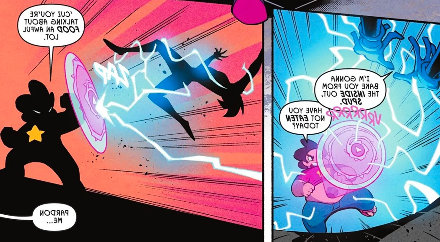 Steven Universe Pulls Out His Shield to Defend Himself Against Livewire Image