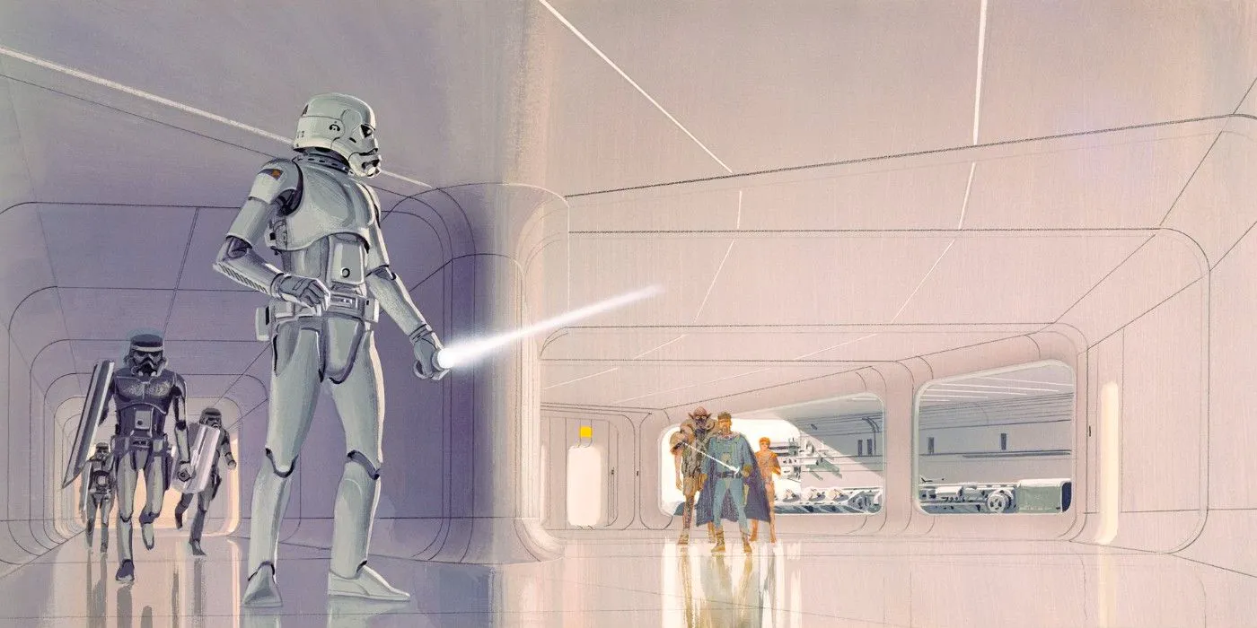 Stormtroopers with lightsabers concept art - A New Hope Image