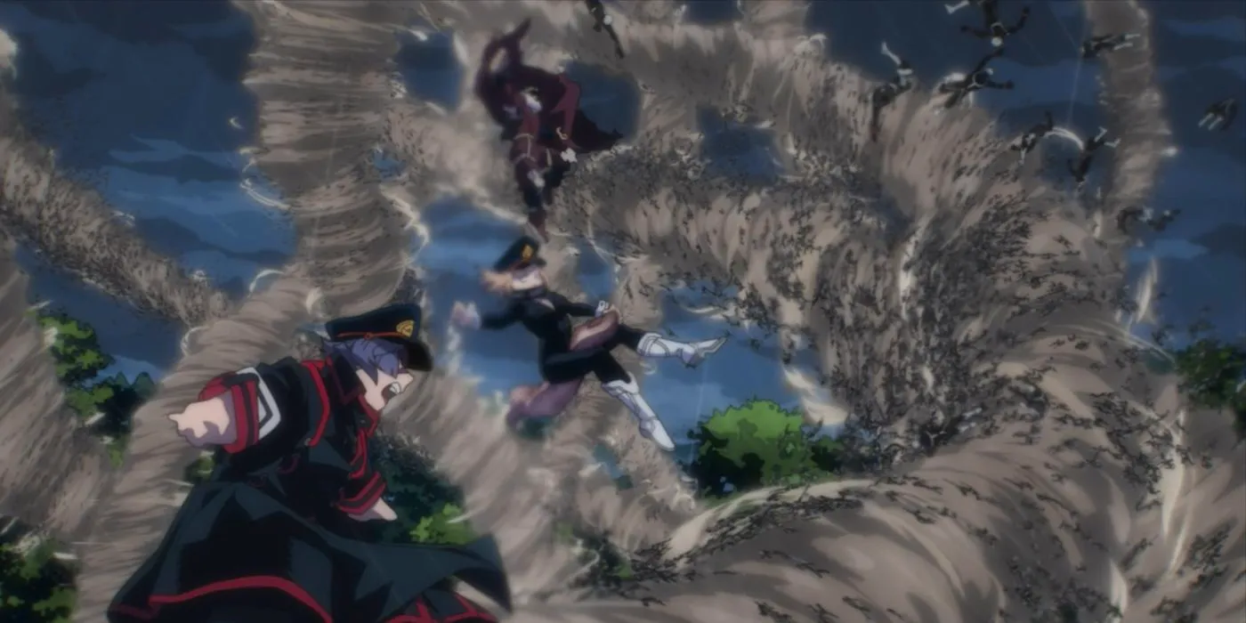 Students from Shiketsu, including Shishikura, Camie, and Inasa, join the battle. Image