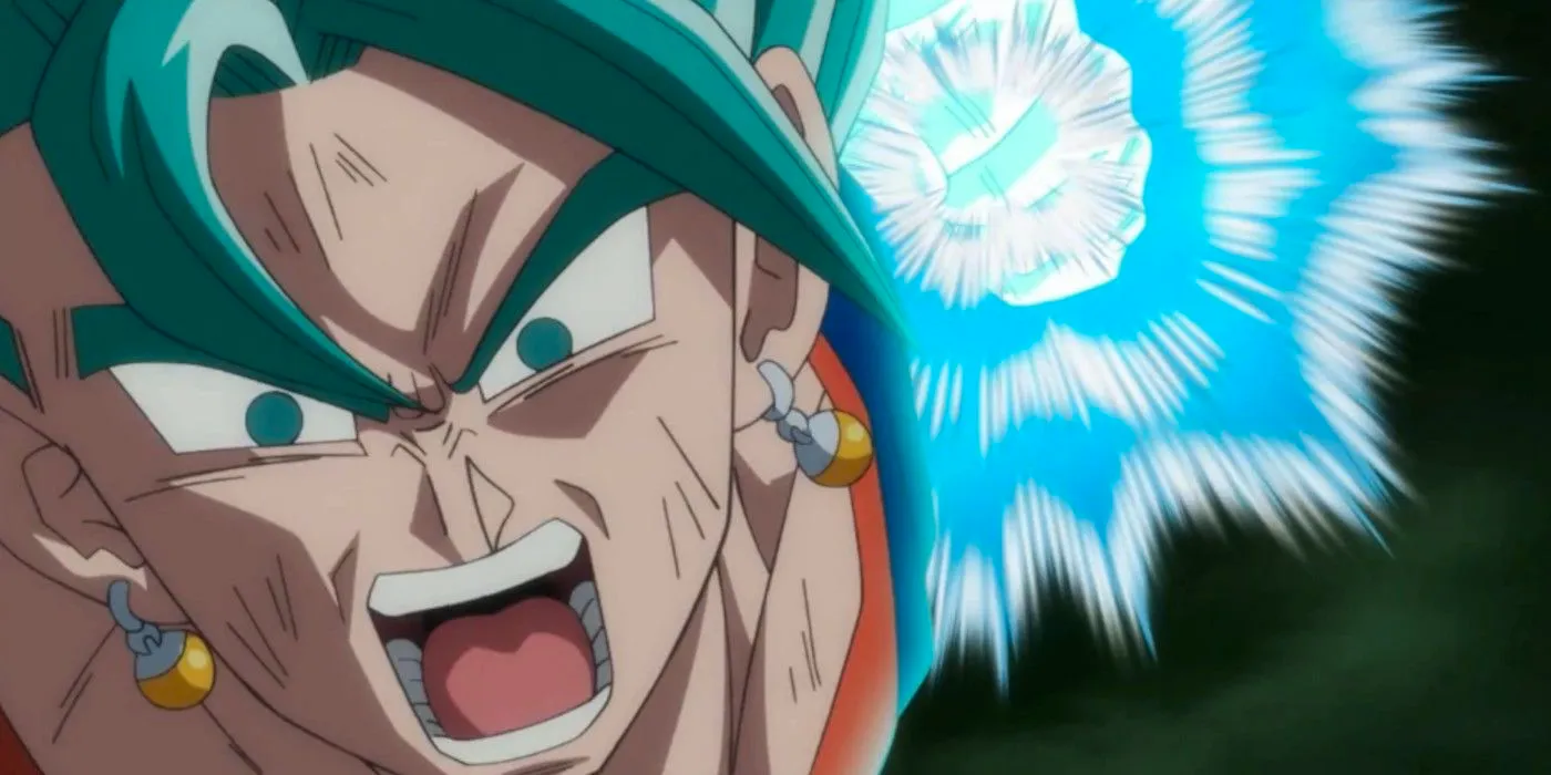 Super Saiyan Blue Vegito about to attack in Dragon Ball Super Image