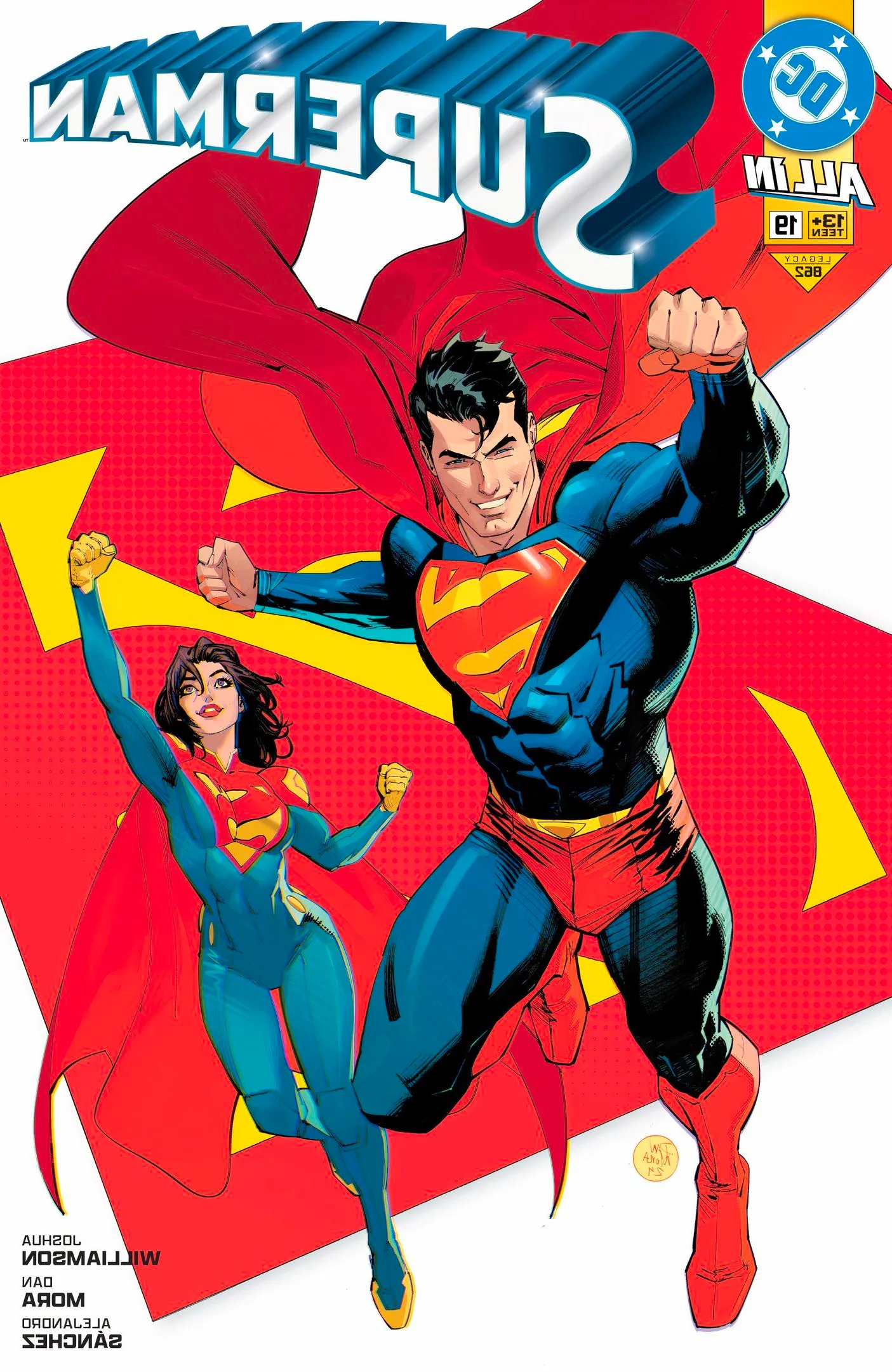 Superman #19, Superman and Super Woman with their fists raised. Image