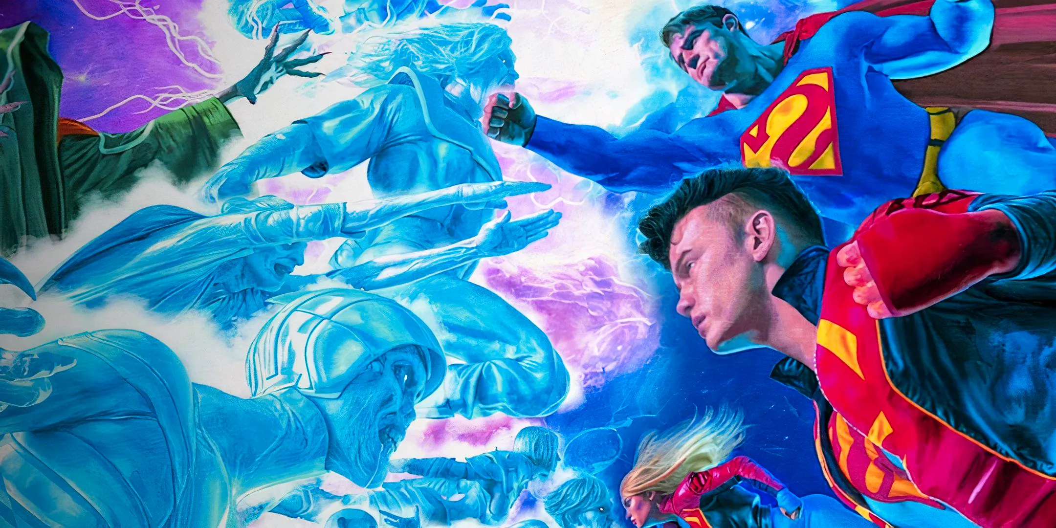 Superman Family vs The Phantom Zone Ghosts in DC Comic Art Image