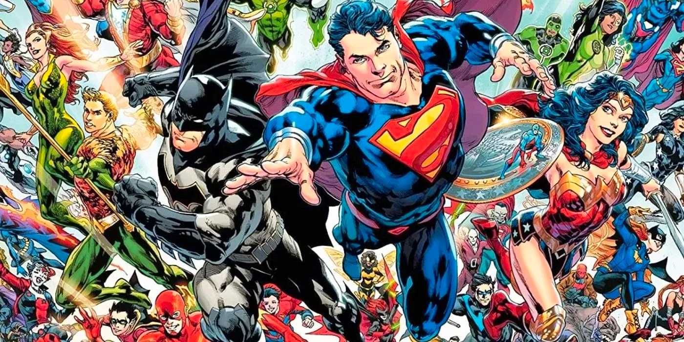 superman leads the justice league into battle Image