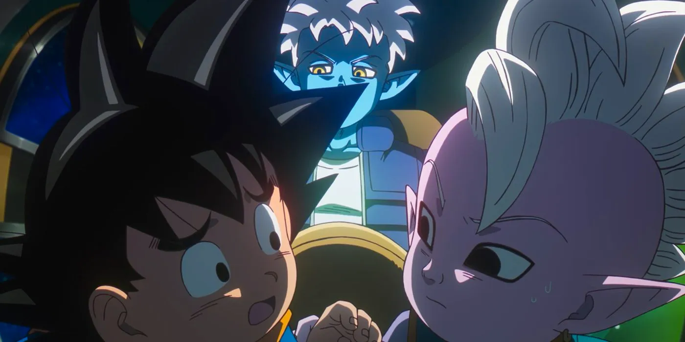 Supreme Kai corrects Goku's rude behavior in front of Glorio. Image