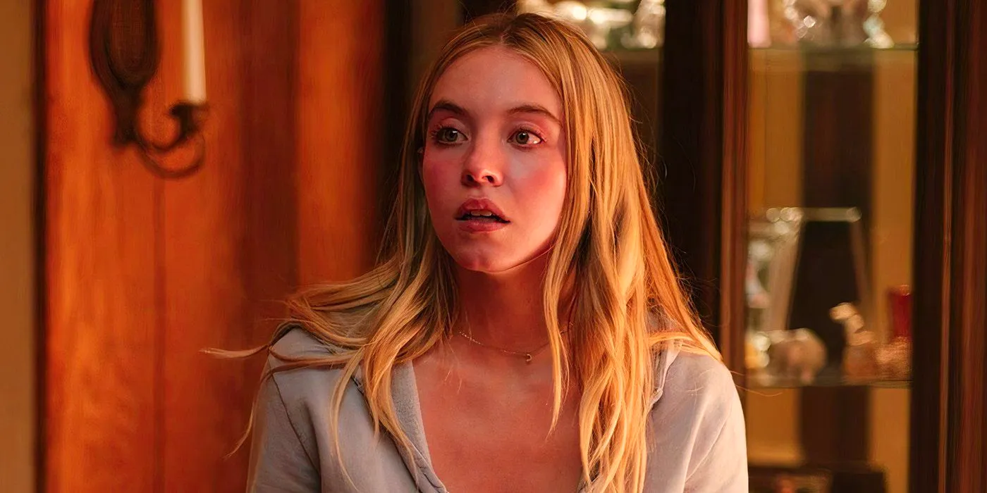 Sydney Sweeney looks up with a shocked look on her face in Euphoria Image