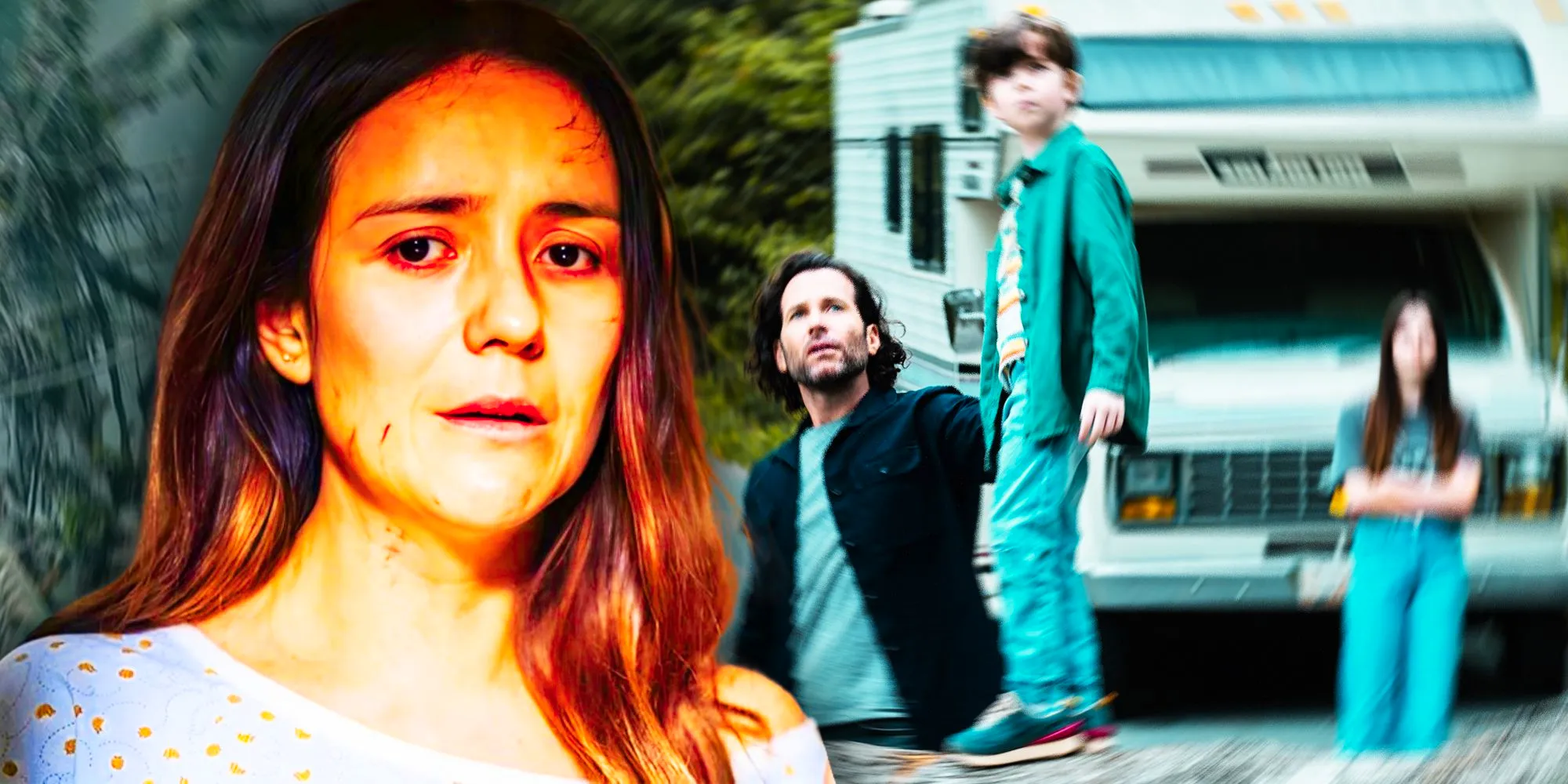 Tabitha Matthews in From season 3 with a blurry still of Julie, Ethan, and Jim by their RV Image