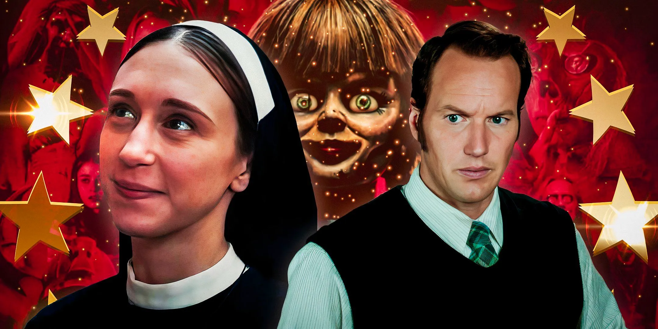 (Taissa-Farmiga-as-Irene)-from-The-Nun-II-and-(Patrick-Wilson-as-Ed-Warren)-from-The-Conjuring-2 Image