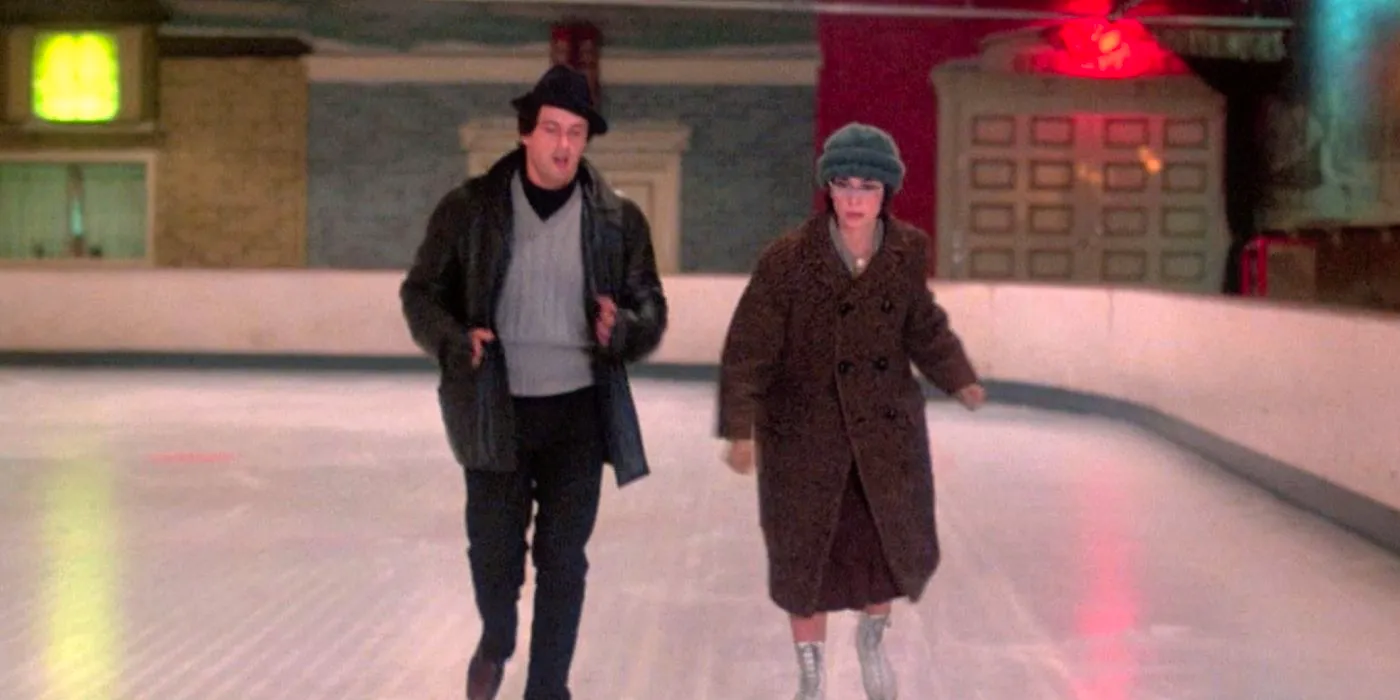 Talia Shire as Adrian Pennino and Sylvester Stallone as Rocky Balboa in Rocky (1976) ice-skating Image