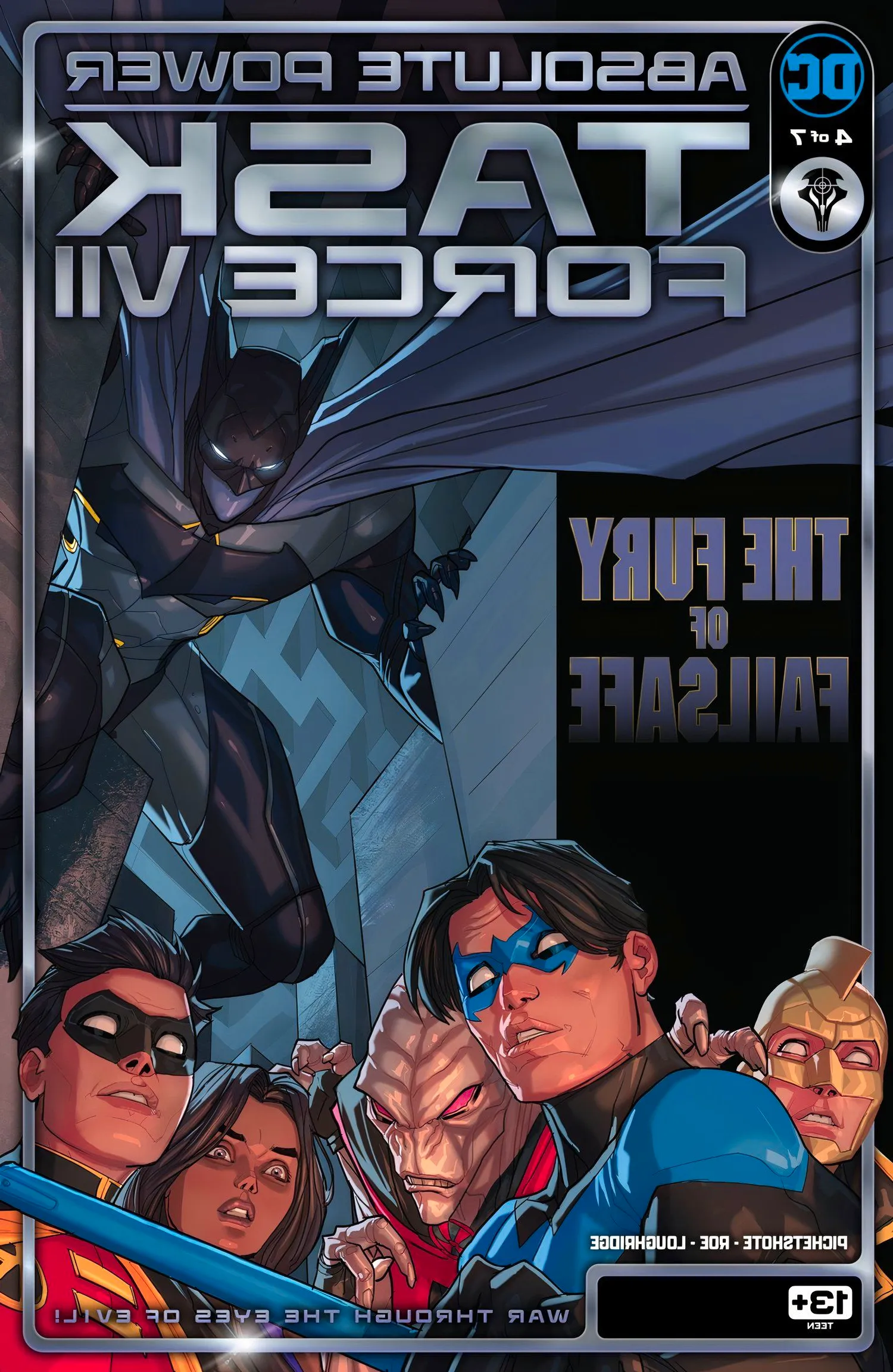 Task Force VII 4 Cover Failsafe Looming Over Ray Nightwing Miss Martian Voodoo and Tim Drake Robin DC Image