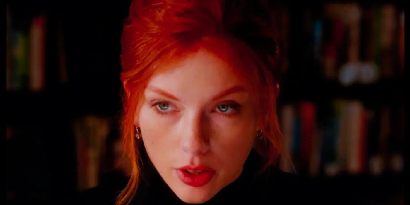 Taylor Swift with red hair in All Too Well: The Short Film. Image