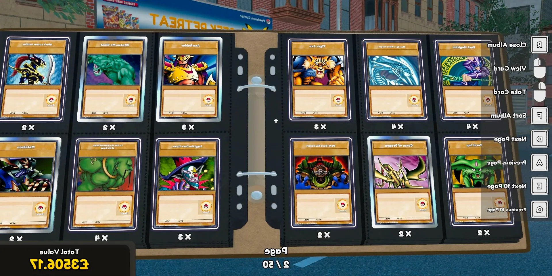 TCG Card Shop Simulator binder featuring Yu Gi Oh cards. Image