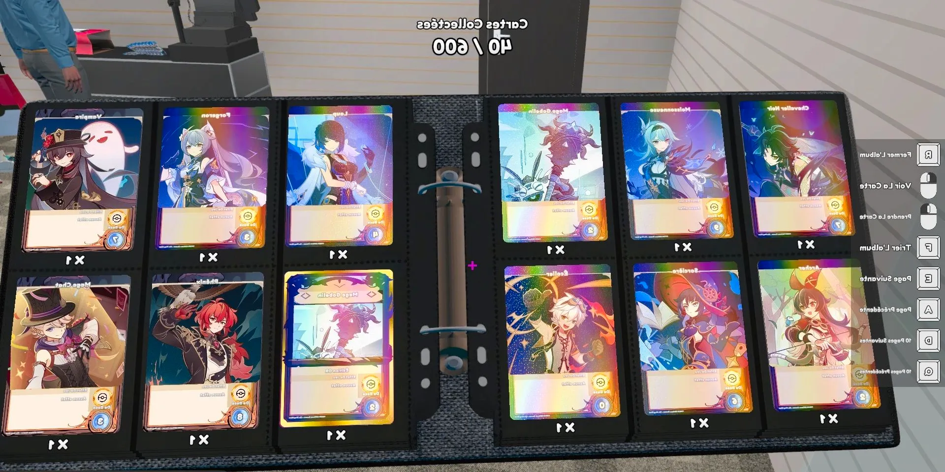 TCG Card Shop Simulator collection binder filled with Genshin Impact Cards. Image