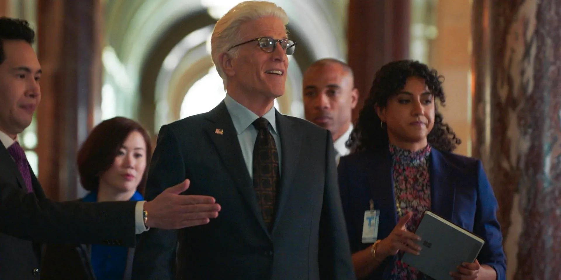 Ted Danson as Neil Bremer in a press conference in Mr. Mayor Image