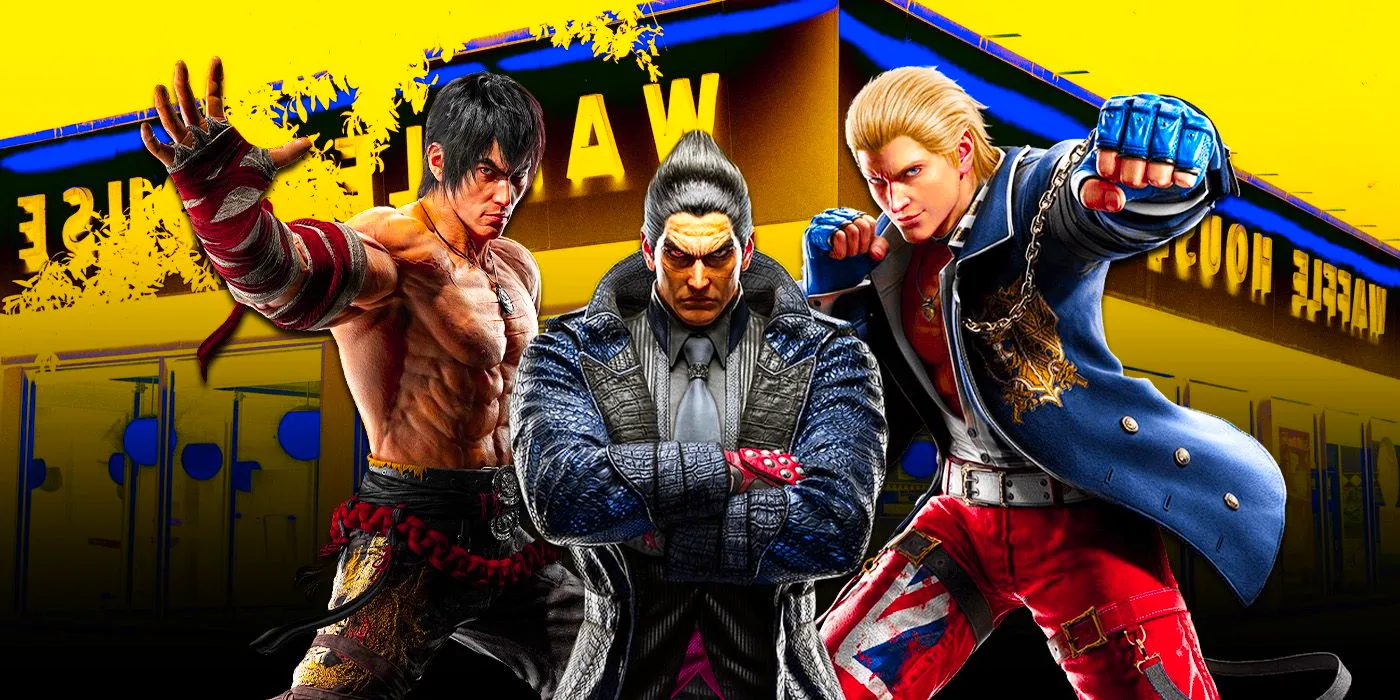 Tekken 8 characters with a Waffle House in the background. Image