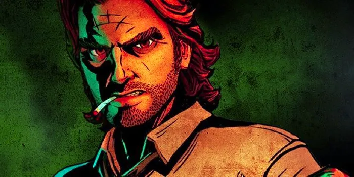 Telltale Games The Wolf Among Us main character scowling with a cigarette between his teeth Image