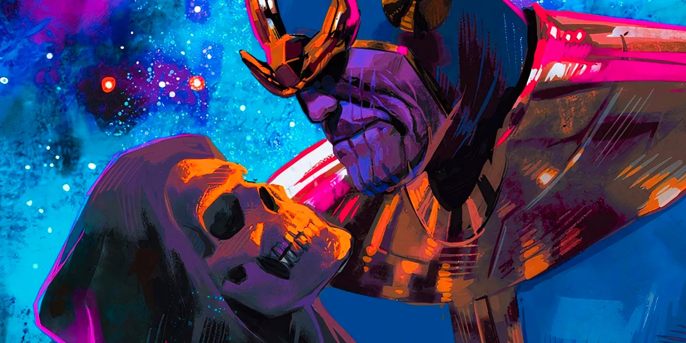 Thanos holding Death in Marvel Comics Image