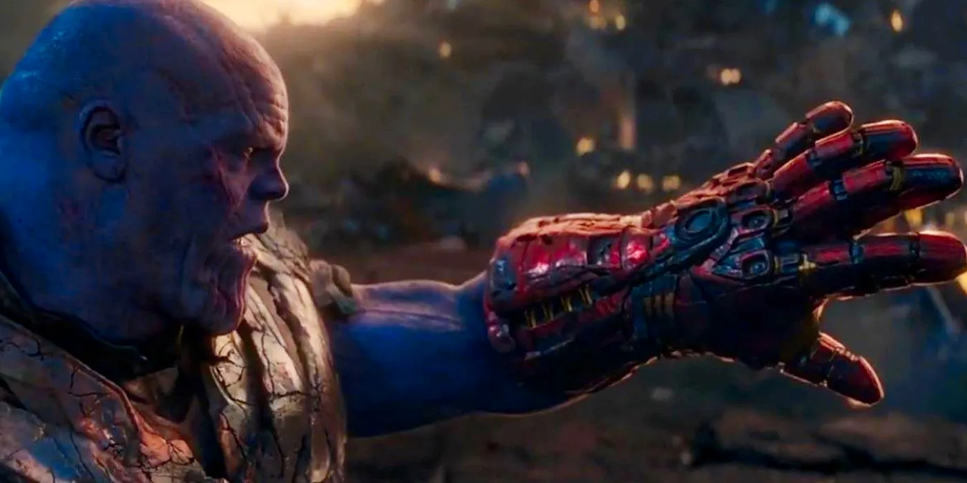 thanos realizes tony stark stole the infinity gauntlet in endgame Image