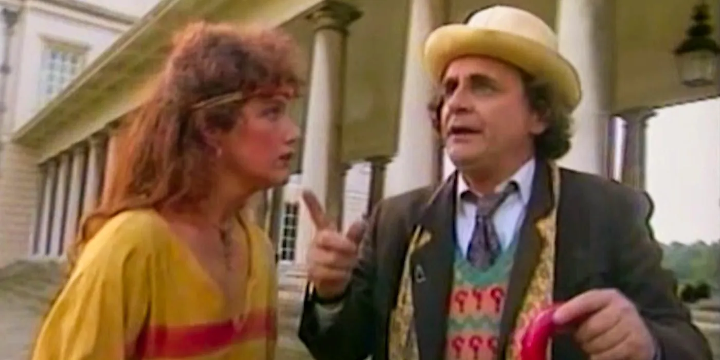 The 7th Doctor and Leela in the Doctor Who Children in Need special Dimensions In Time Image