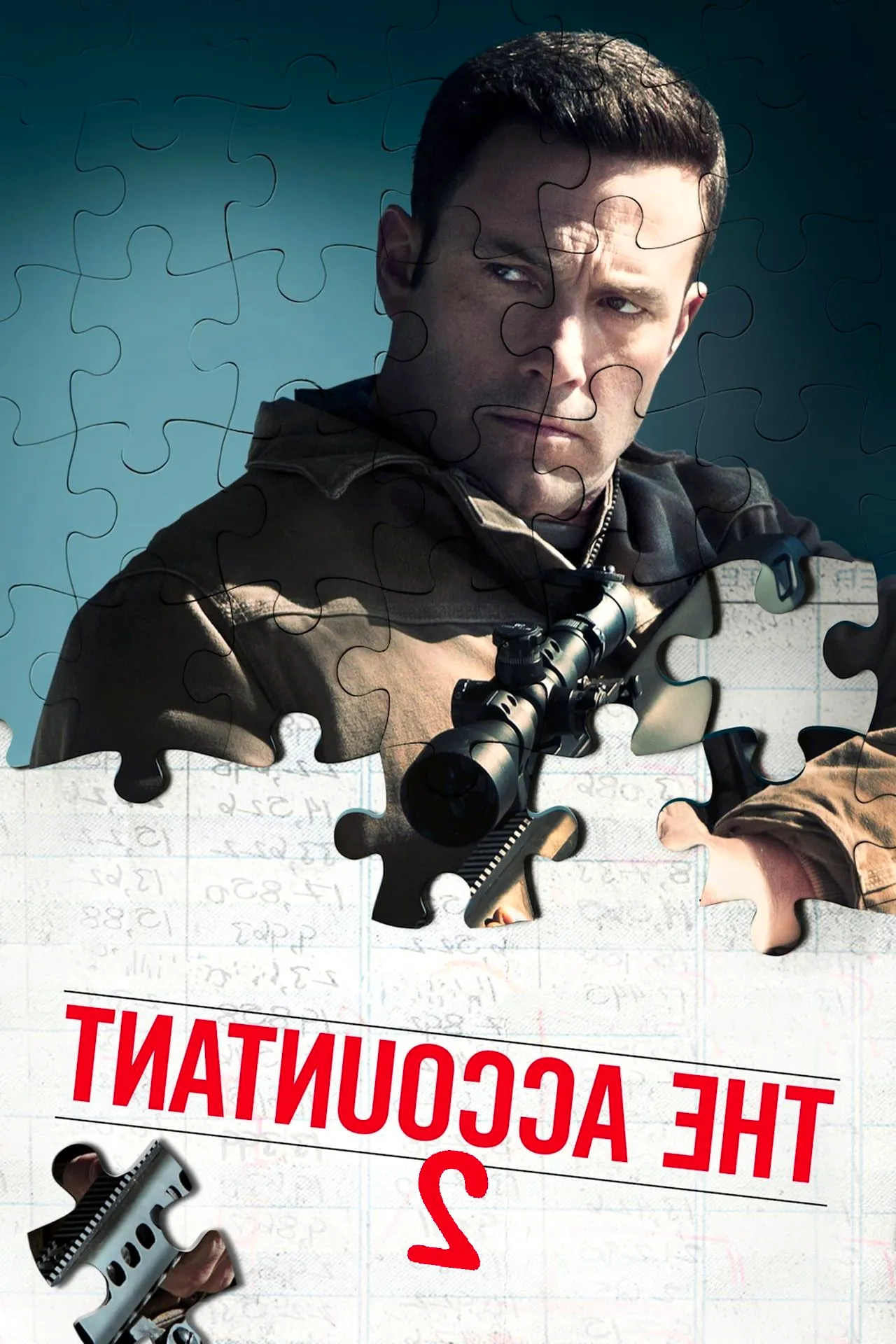 The Accountant 2 Puzzle Poster Showing Ben Affleck Holding a Gun  Image