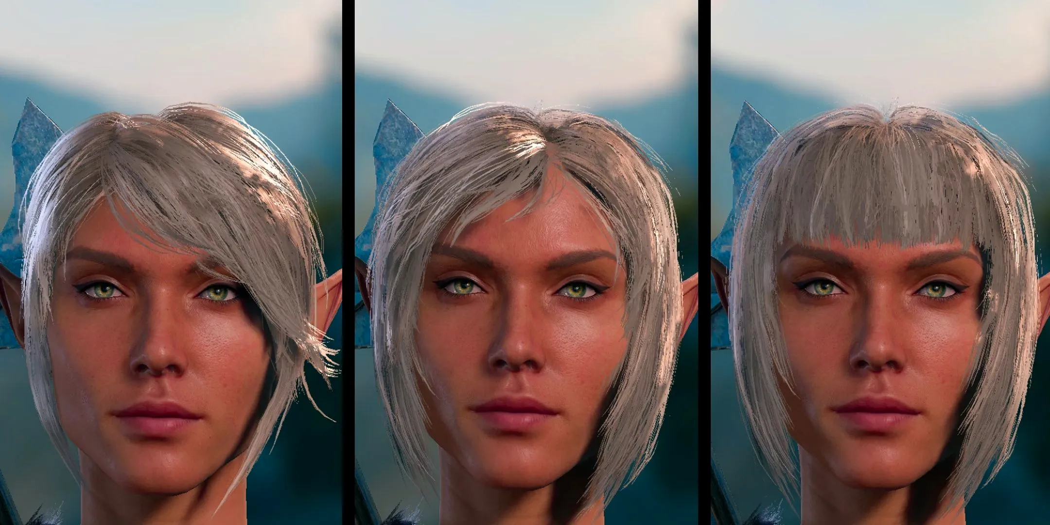 The Bangs Bangs Everywhere hairstyle mod for Baldur's Gate 3. Image