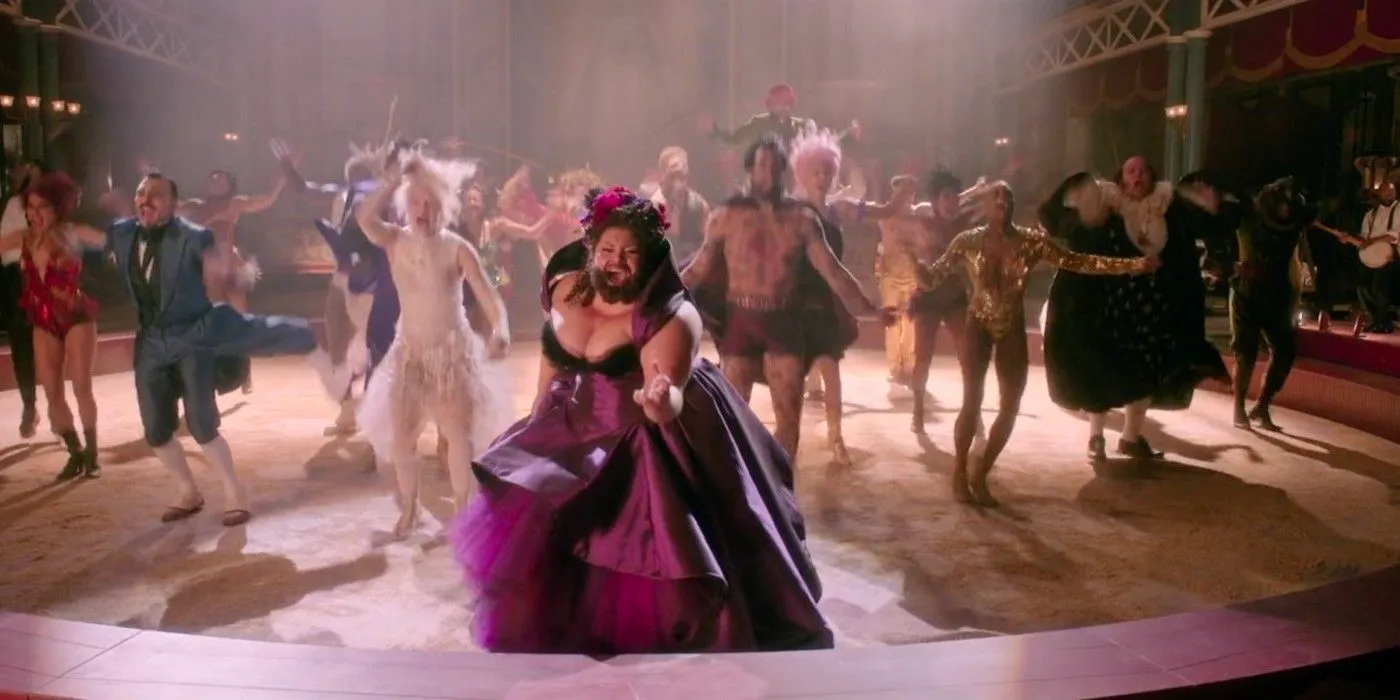 The Bearded Lady (Keala Settle) performing This is Me at the circus in The Greatest Showman Image