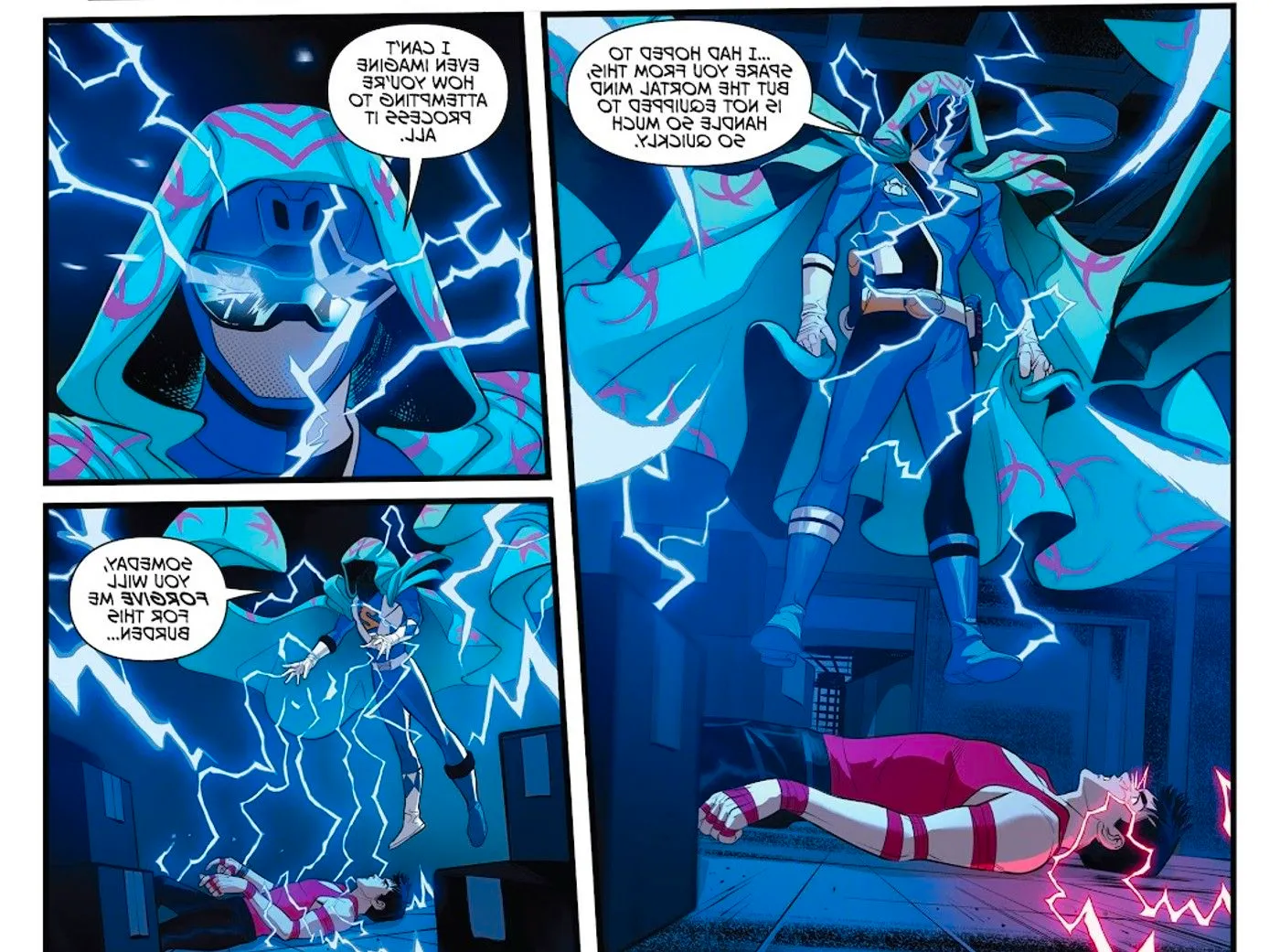 The Blue Emissary makes Jason Lee Scott the Red Ranger remember the Mighty Morphin battle against Lord Drakkon from Shattered Grid in Go Go Power Rangers #23 Image