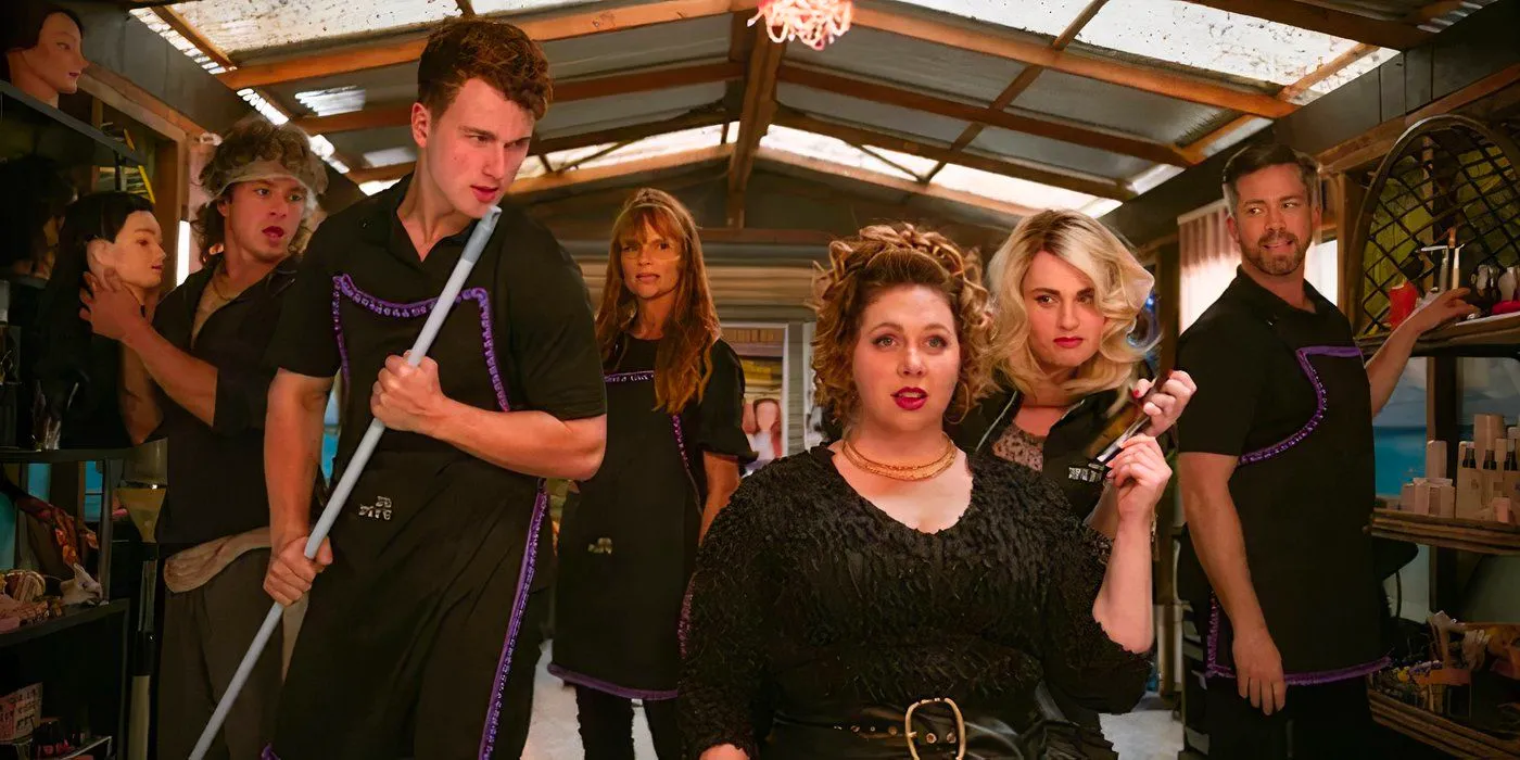 The cast of the Deb sweeps and sings in still Image