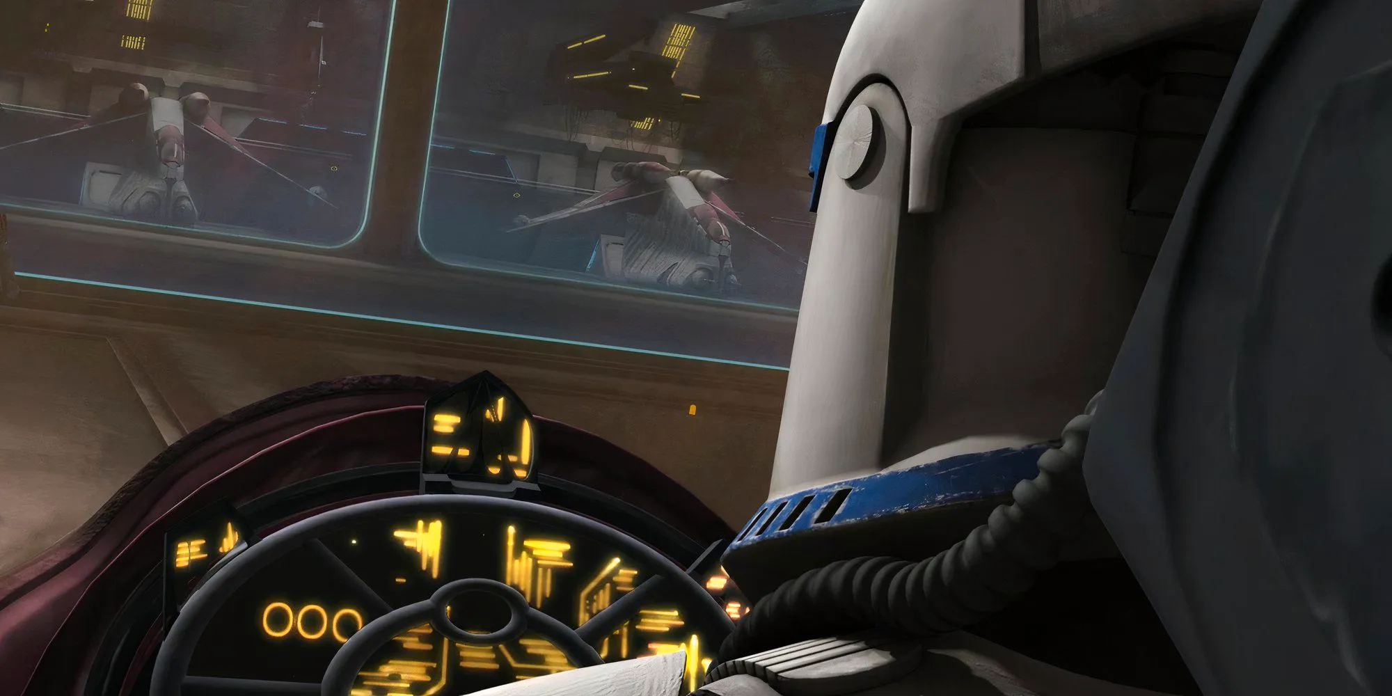 The clone pilot Swoop prepares his fighter for takeoff in Star Wars: The Clone Wars Image