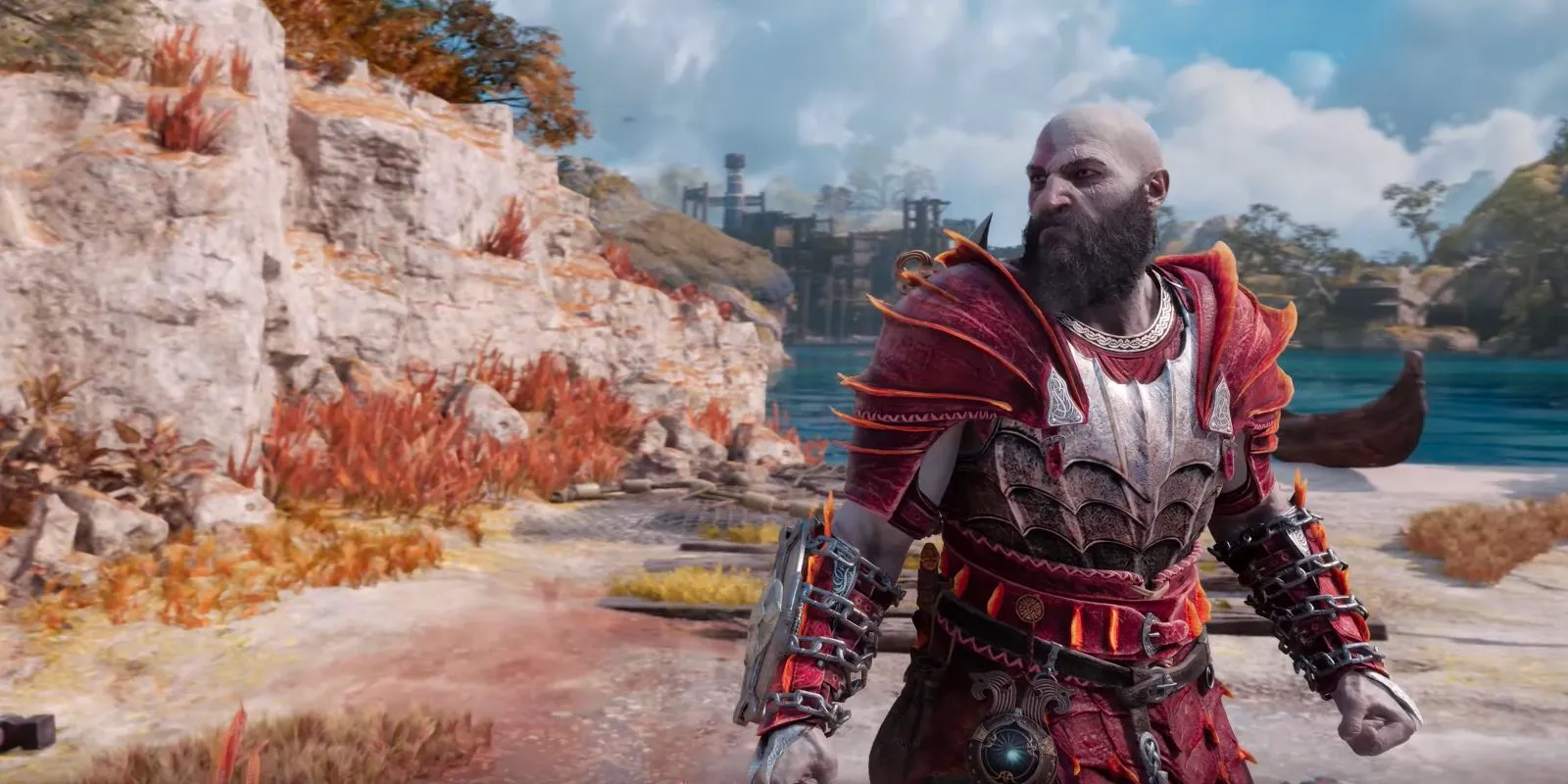 The Dragon Scale armor set in God of War Ragnarok. Image