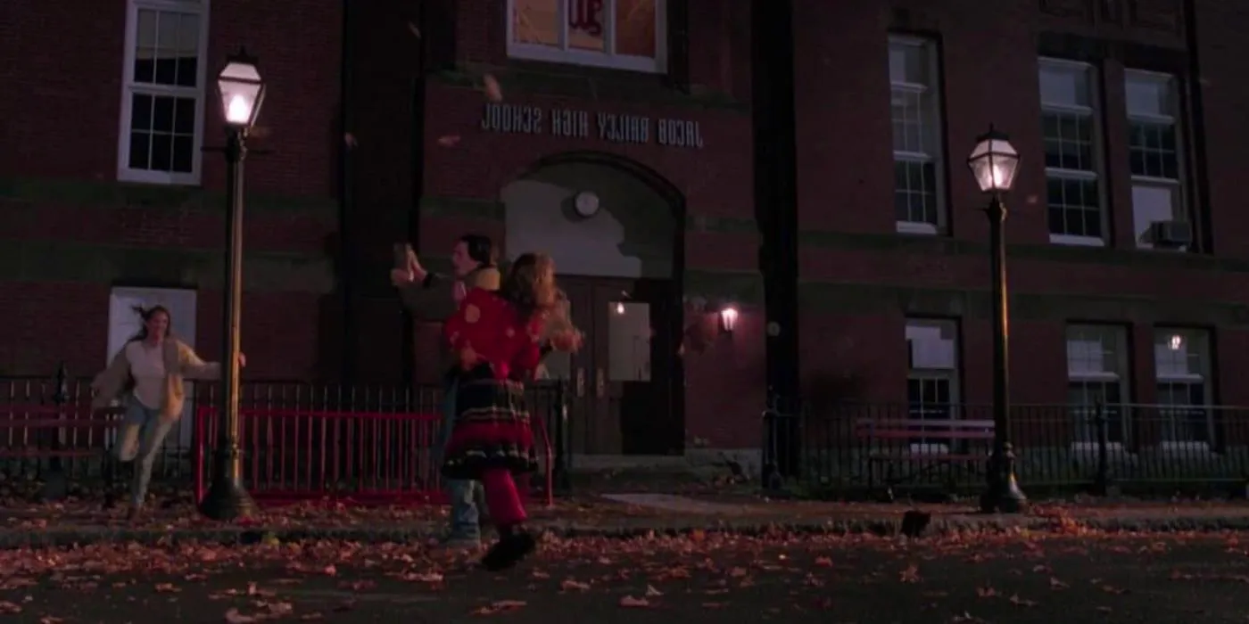 The exterior of Jacob Bailey High School in Hocus Pocus. Image