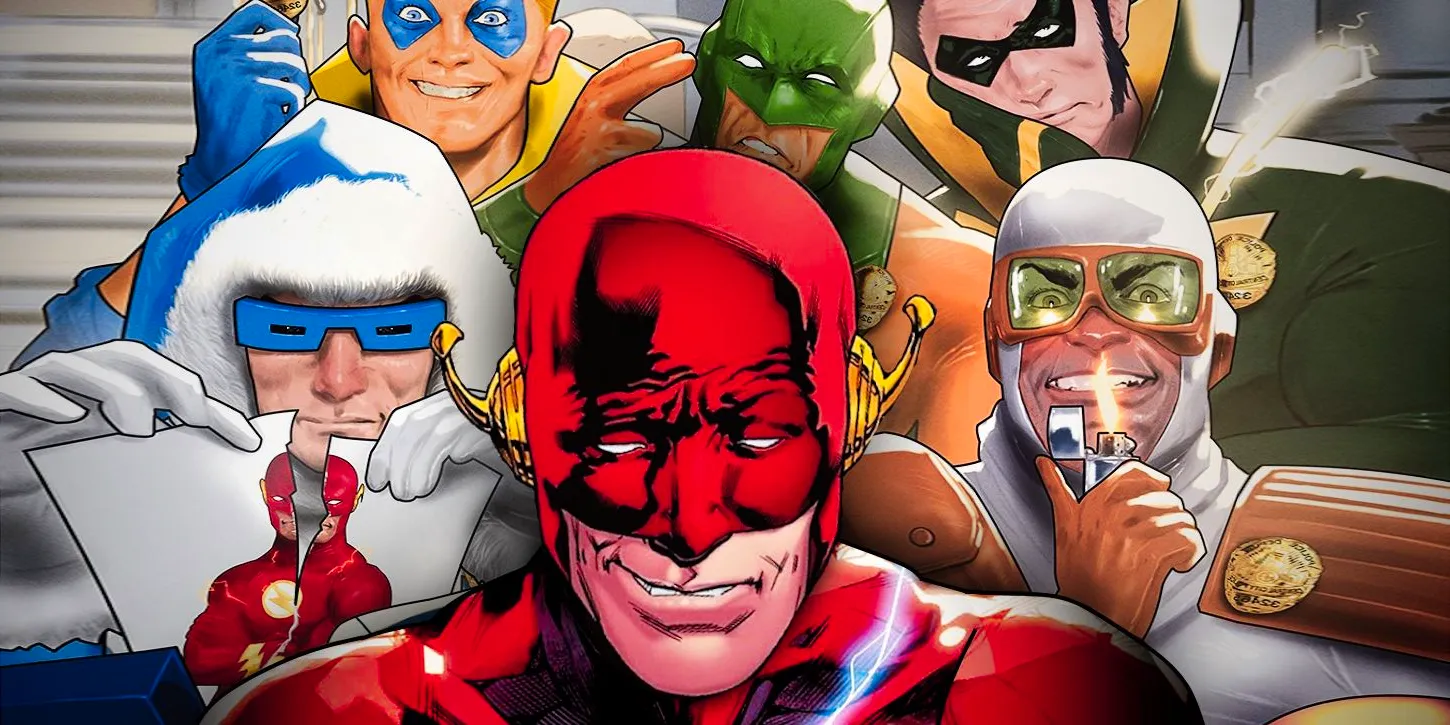 The Flash Surrounded By His Rogues in Comic Art Image