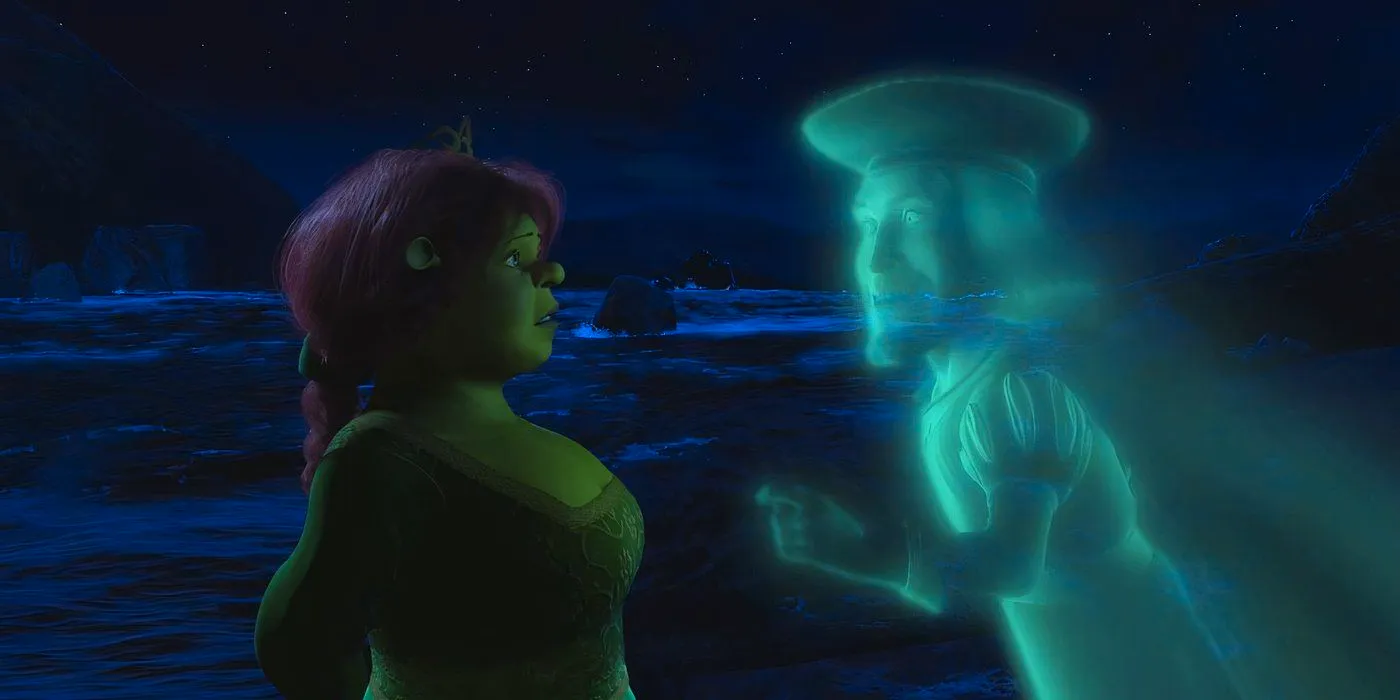 The ghost of Lord Farquaad scaring Fiona in Shrek 4-D Image