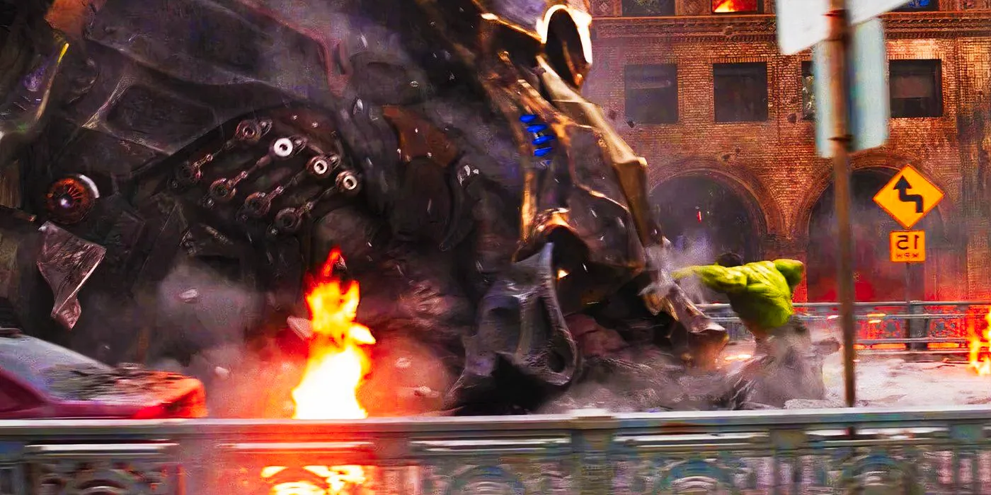 The Hulk punching a Leviathan in The Avengers Image