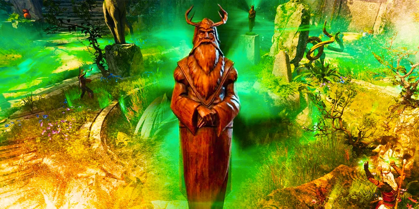 The Idol of Silvanus in the Sacred Pool of Emerald Grove in Baldur’s Gate 3. Image