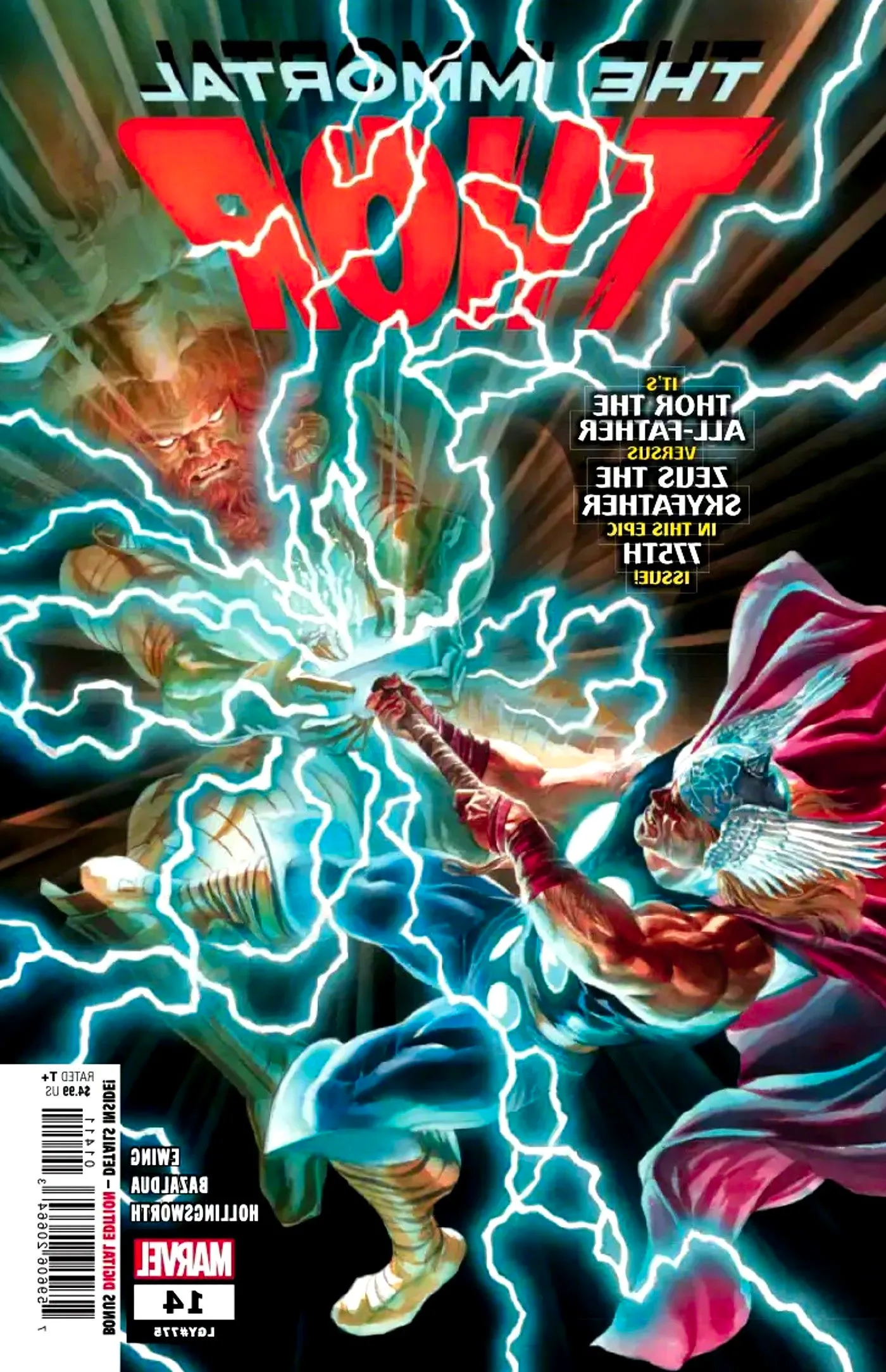 the immortal thor 14 cover showing thor fighting zeus Image