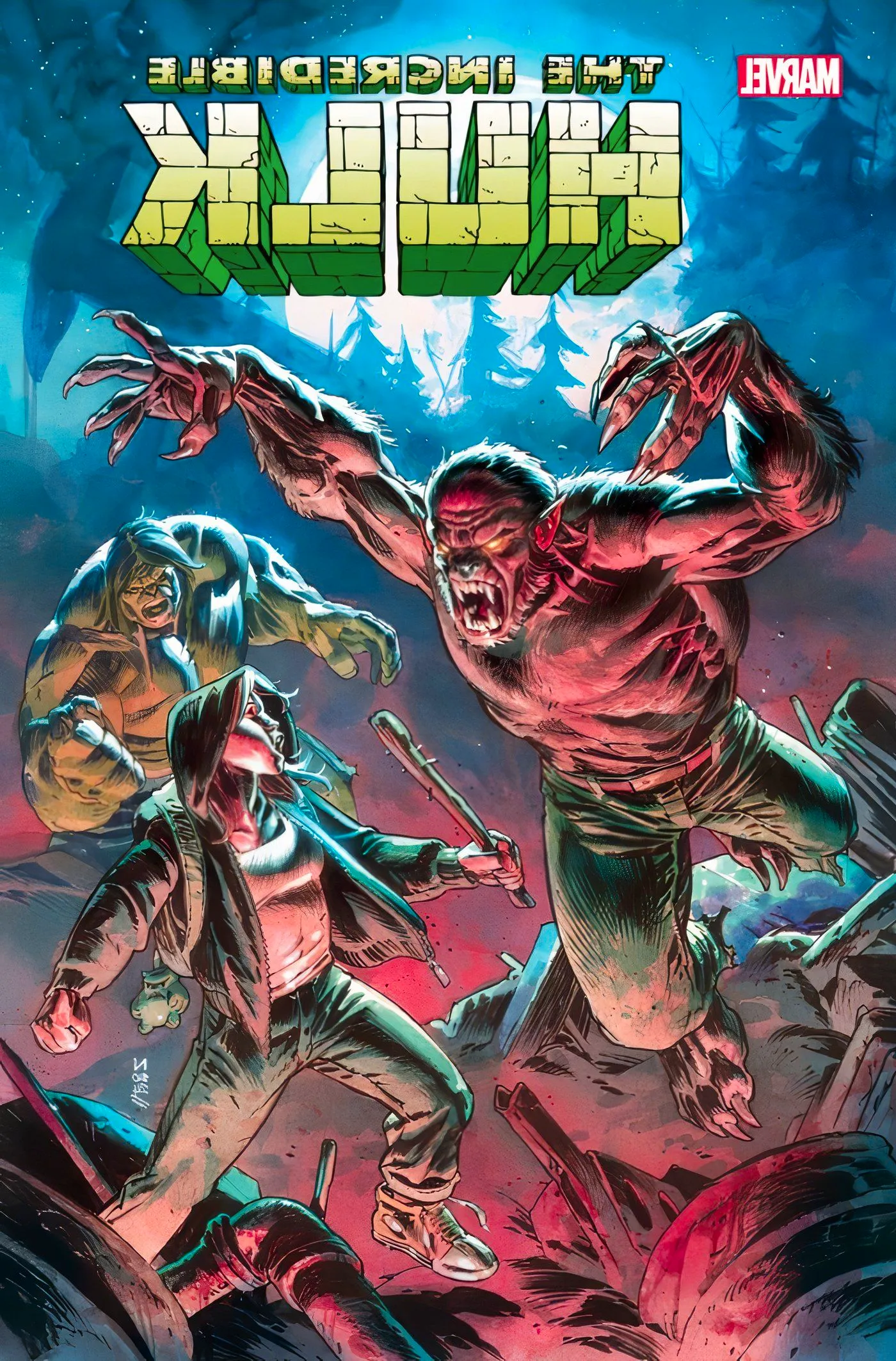 The Incredible Hulk #20 cover art featuring the Hulk, Charlie, and Werewolf By Night. Image