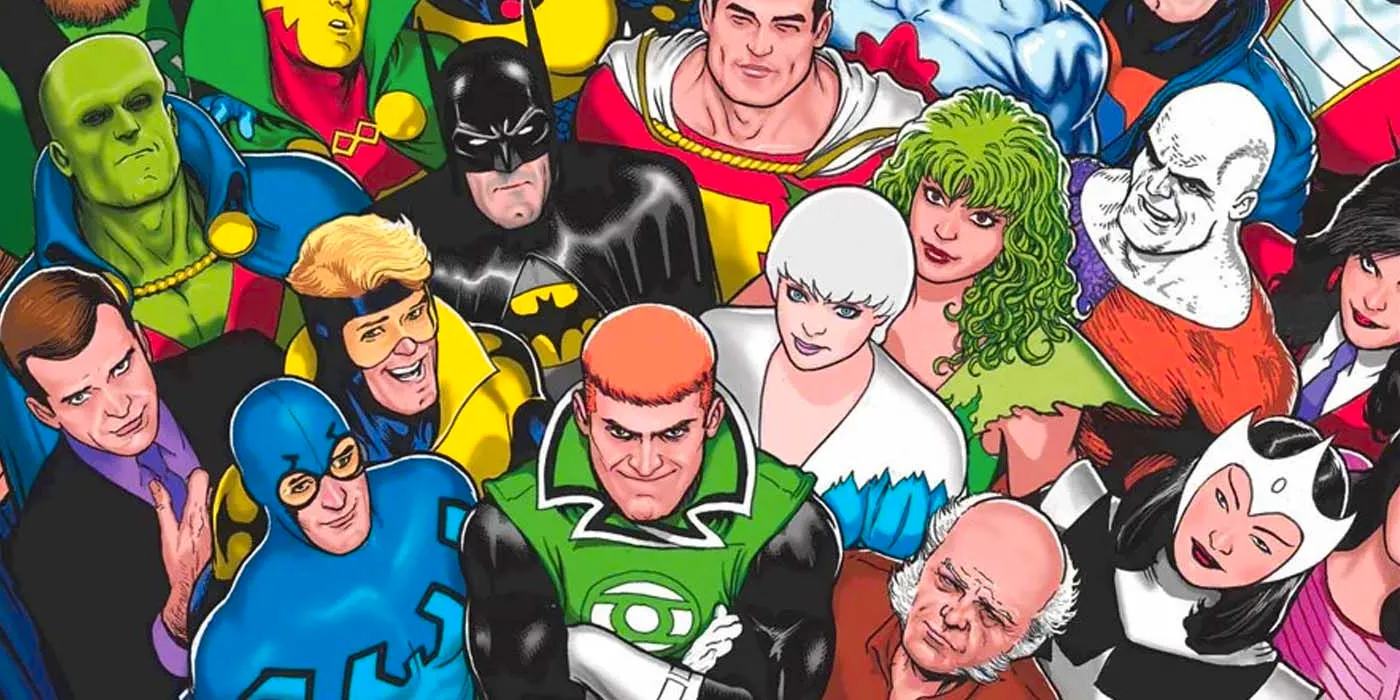 The Justice League International gathered in a group photo. Image