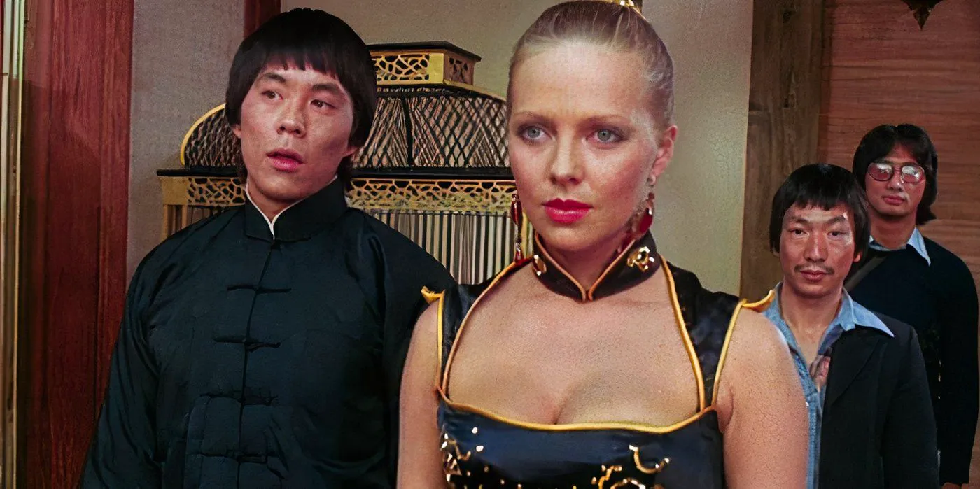 The Kentucky Fried Movie (1977) One of the scnes with a white woman in oriental dress with asian co-stars in the background Image