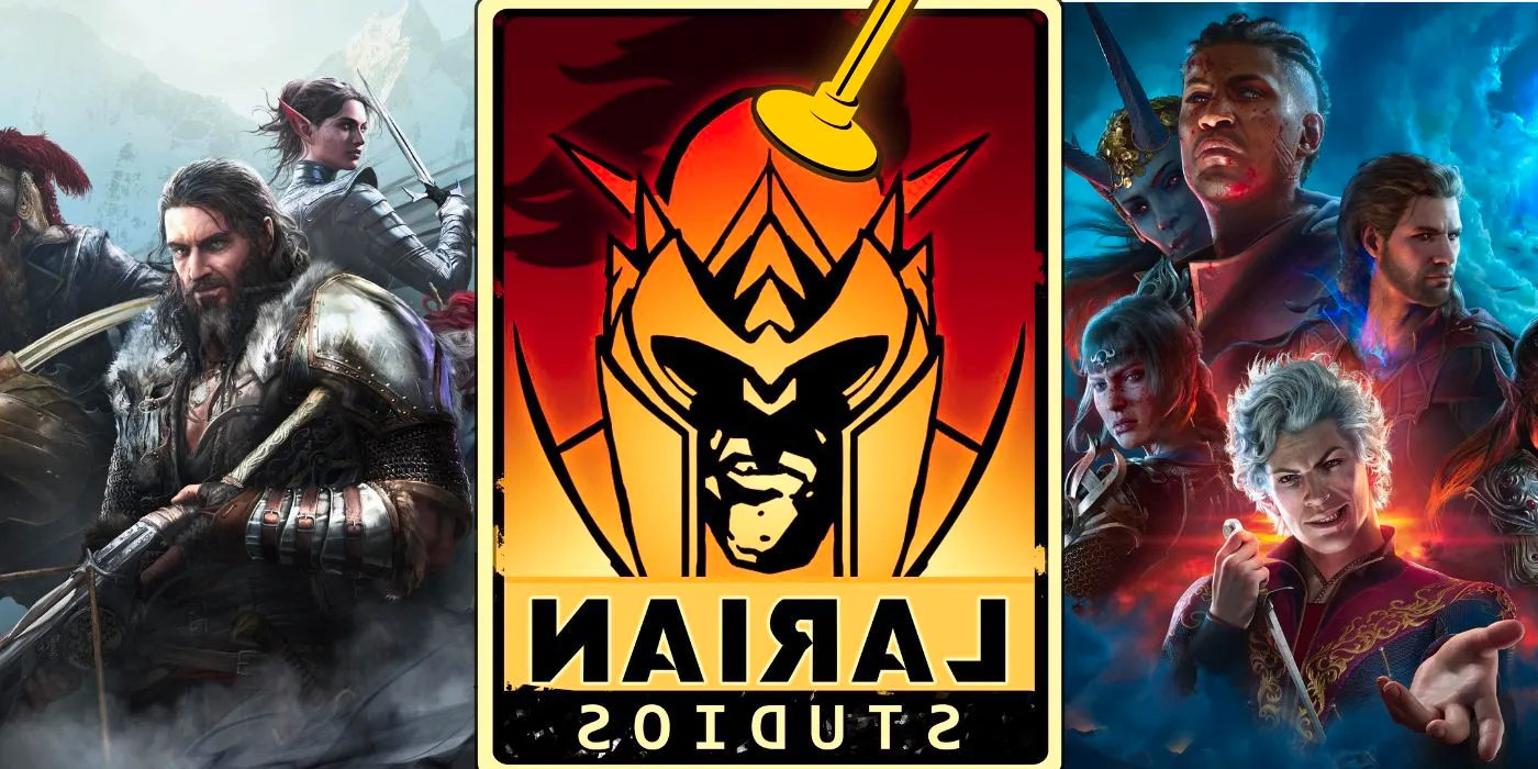 The Larian Studios logo sitting in between the parties from Baldur's Gate 3 and Divinity: Original Sin 2 Image