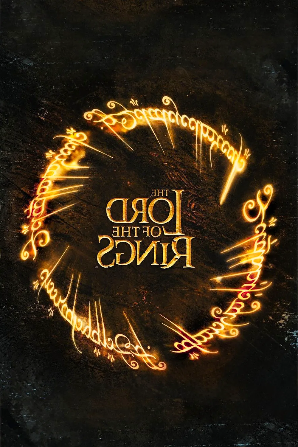 The Lord of the Rings Franchise Poster with Gold Words Resembling a Ring Image