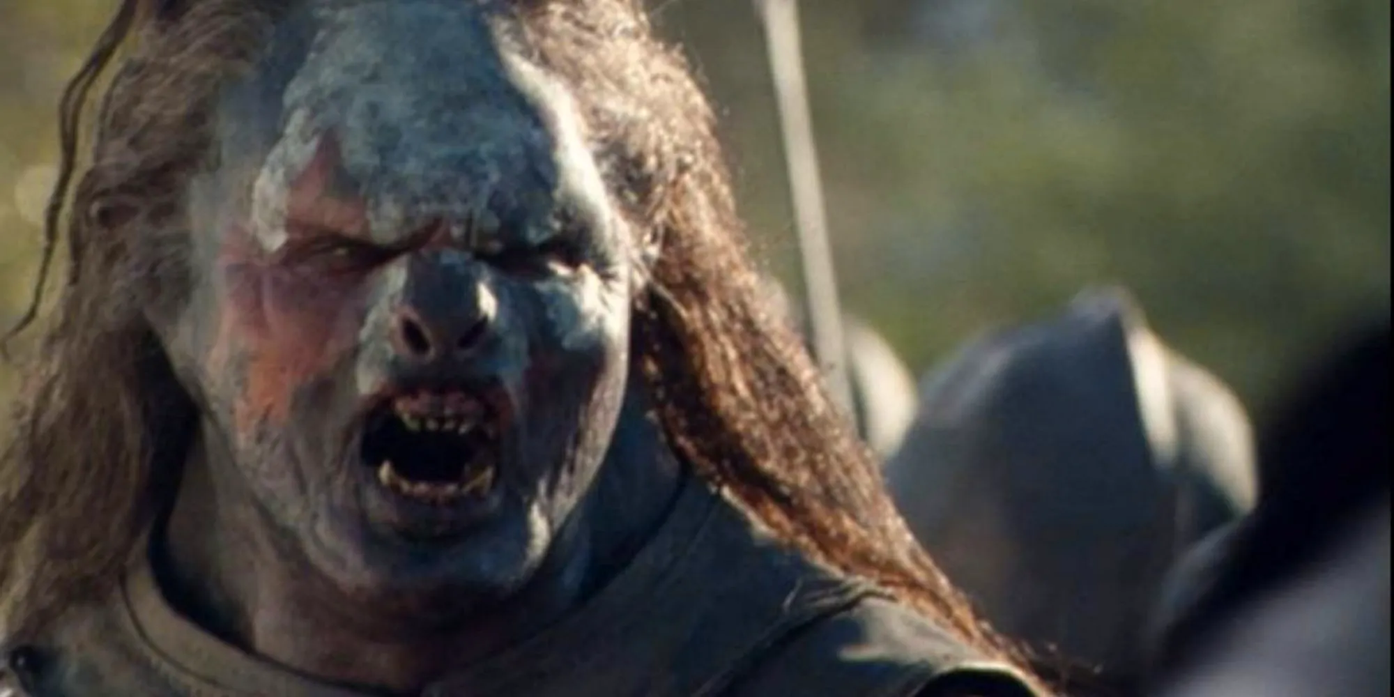 The Lord of the Rings Orc Uruk Hai giving a war cry. Image