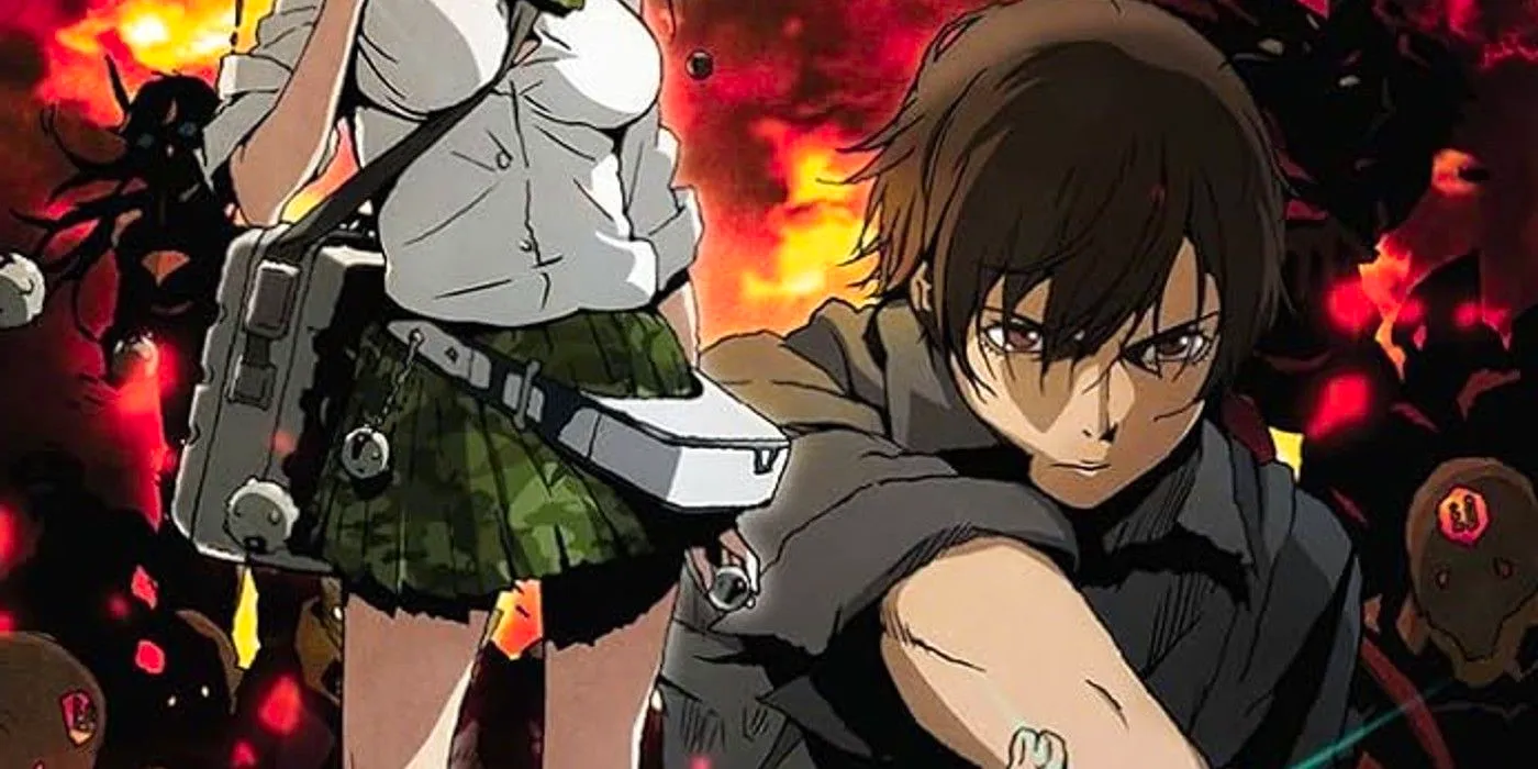 The main character of Btooom surrounded by bombs Image