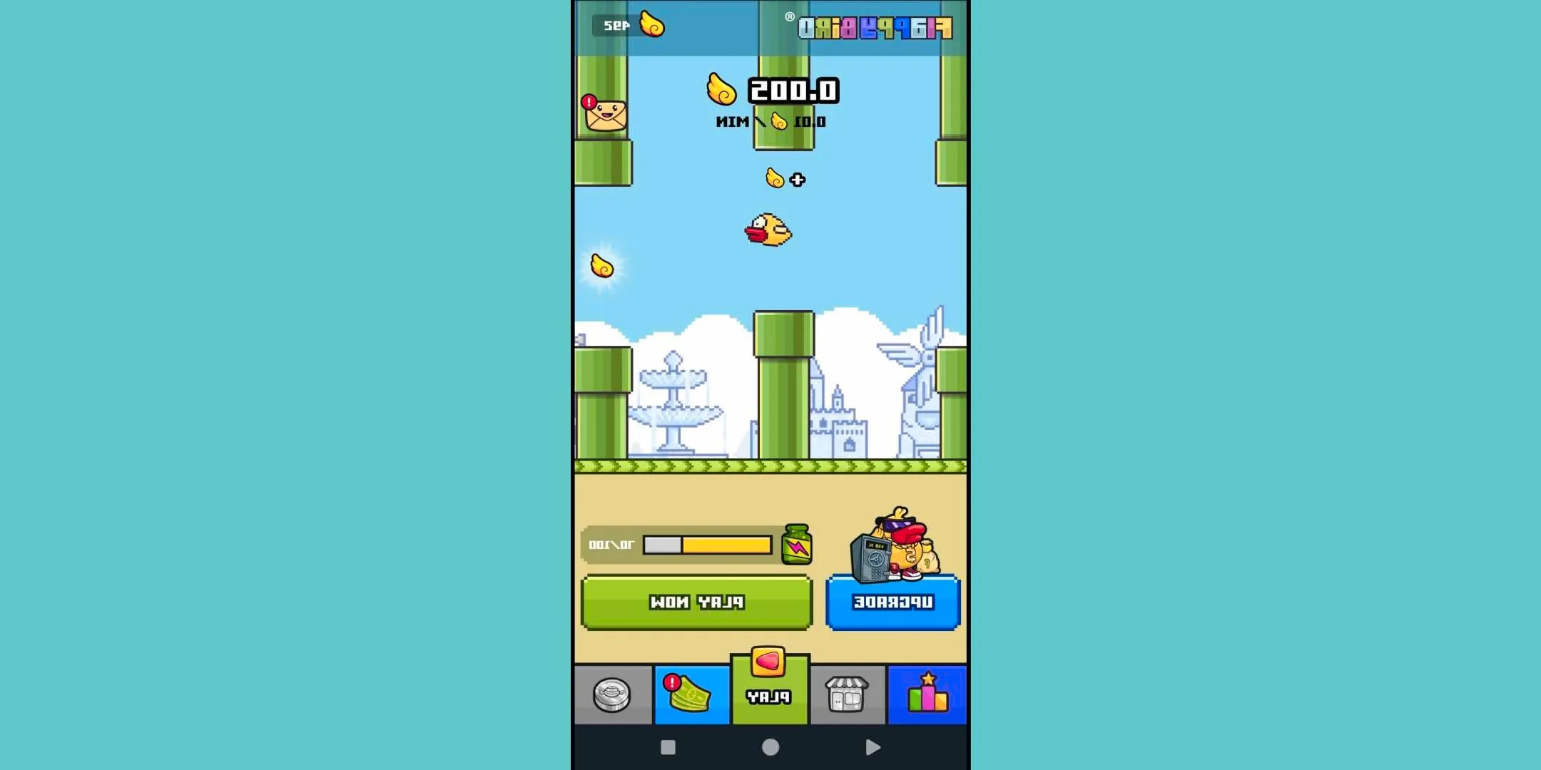 The main menu screen in the new Flappy Bird game. Image